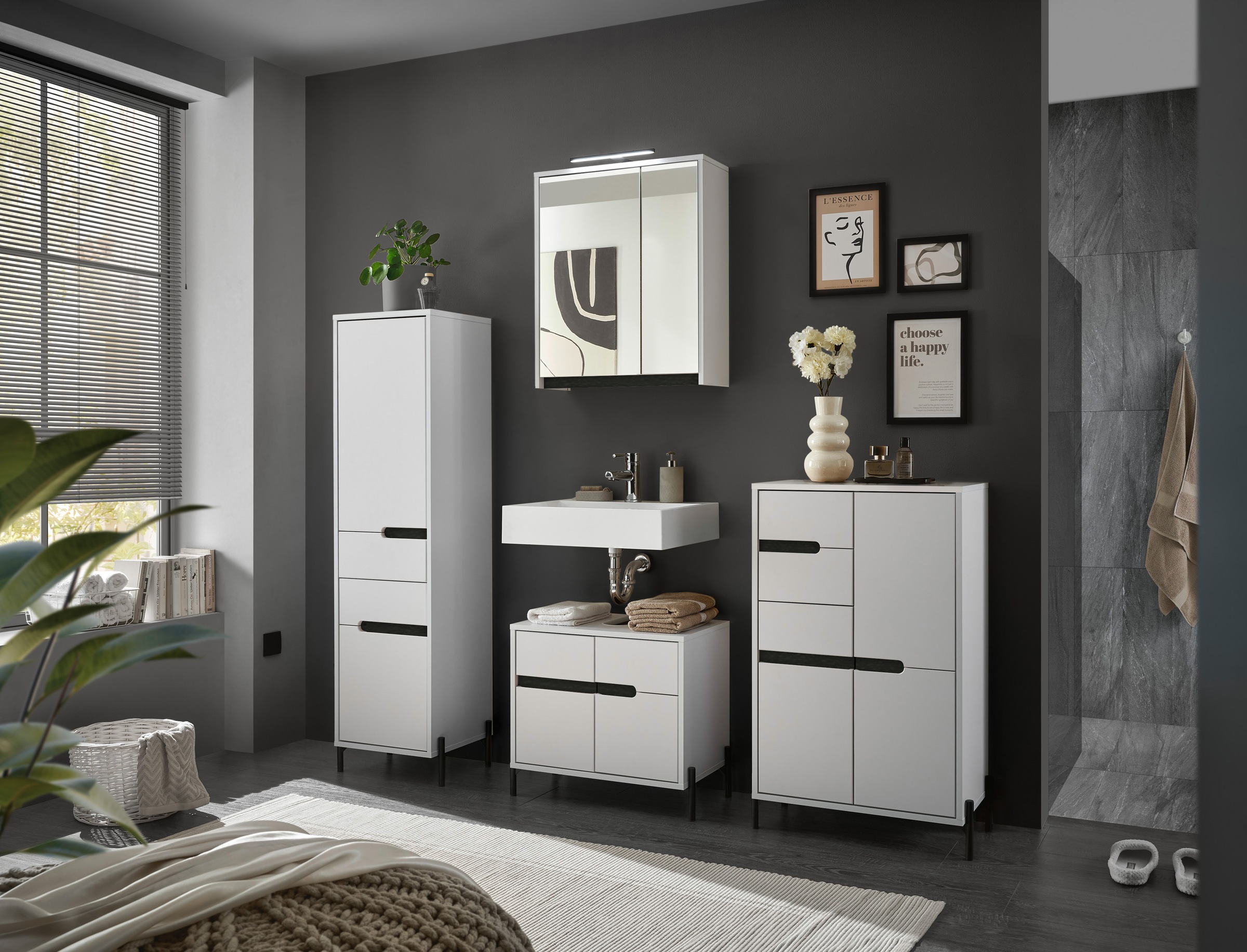 BASIC by Balculina Armoire sous lavabo »Avanto B/H/T 60x55x35 cm« 1 cuis tlg. Largeur 60cm, fermeture douce pour portes, FSC-Mix 70%