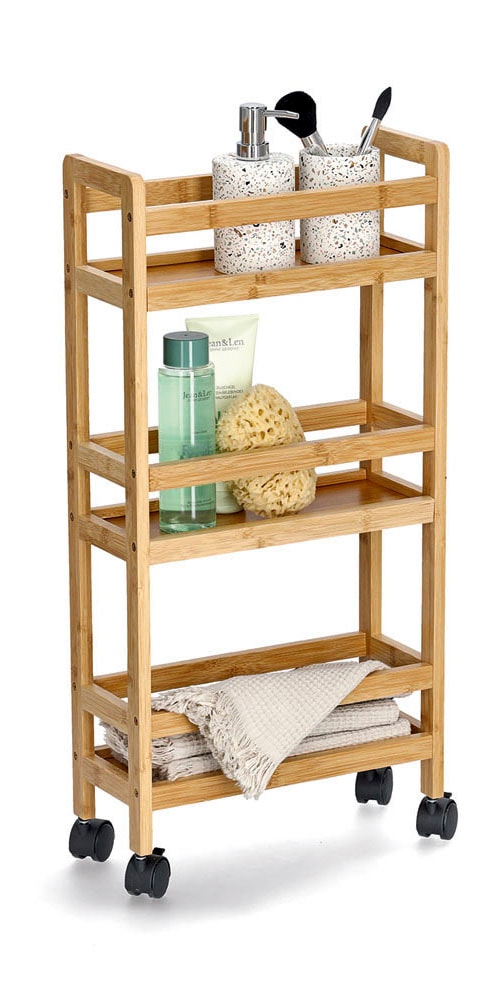 Zeller Present Chariot à roulettes natur, Bambus / MDF, inkl. 4 Rollen