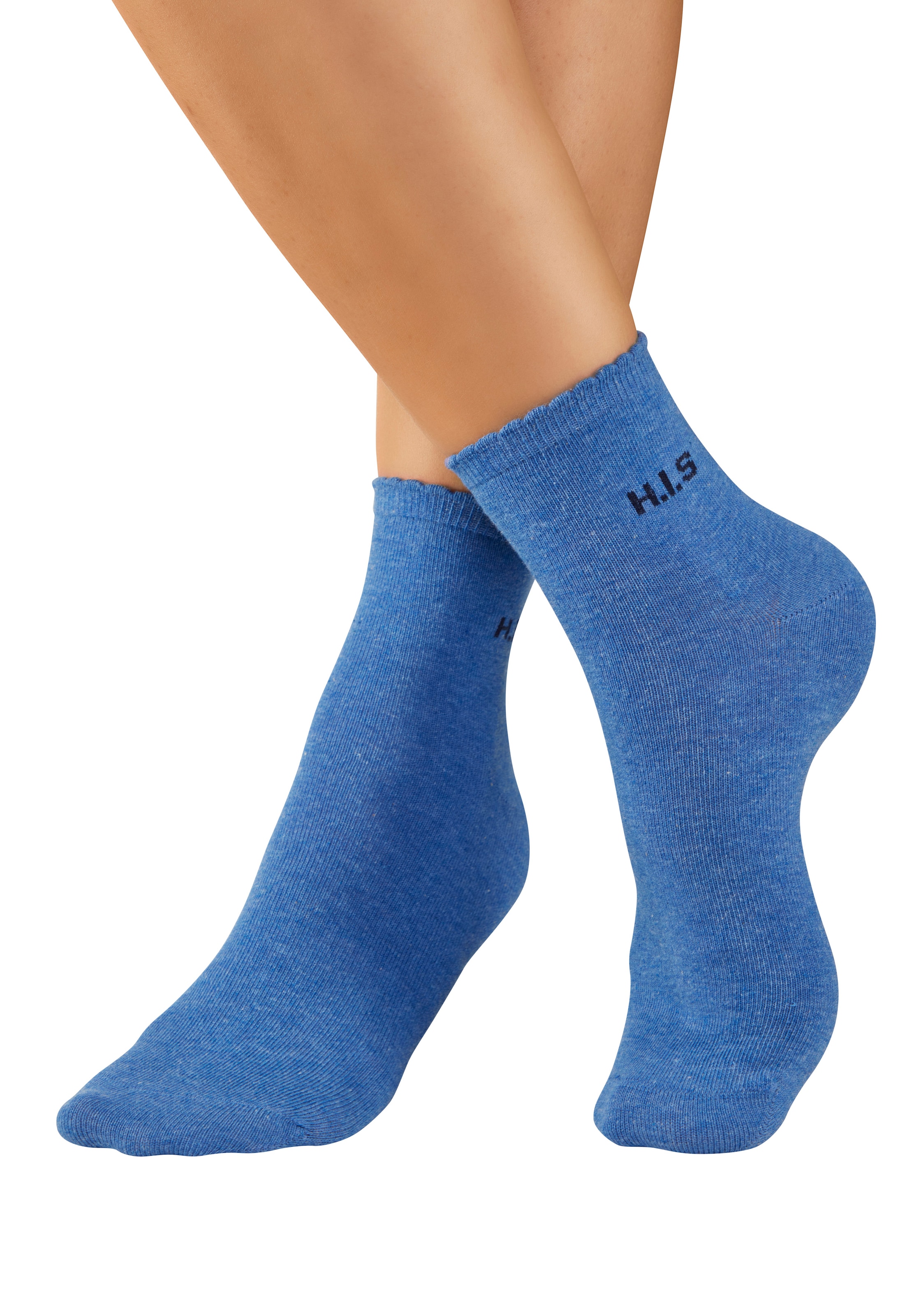 H.I.S Chaussettes courtes »Damen uni und meliert für die ganze Woche« Paquet, 7 Couple tlg. avec un bord-côte ondulé