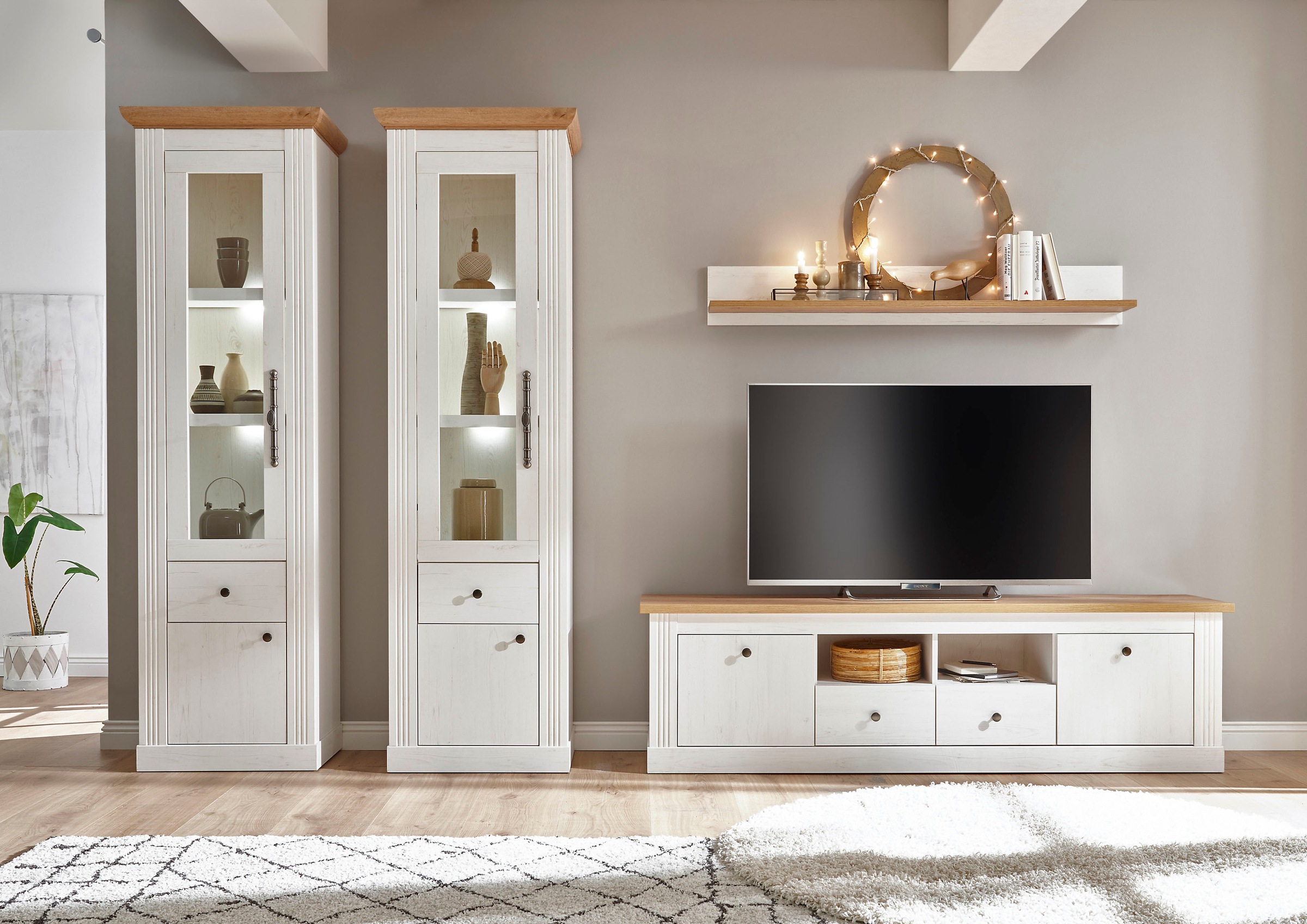 Image of GOODproduct Wohnwand "Westminster" Set, 2 Vitrinen, Lowboard, Wandregal, 4 Stk. tlg.