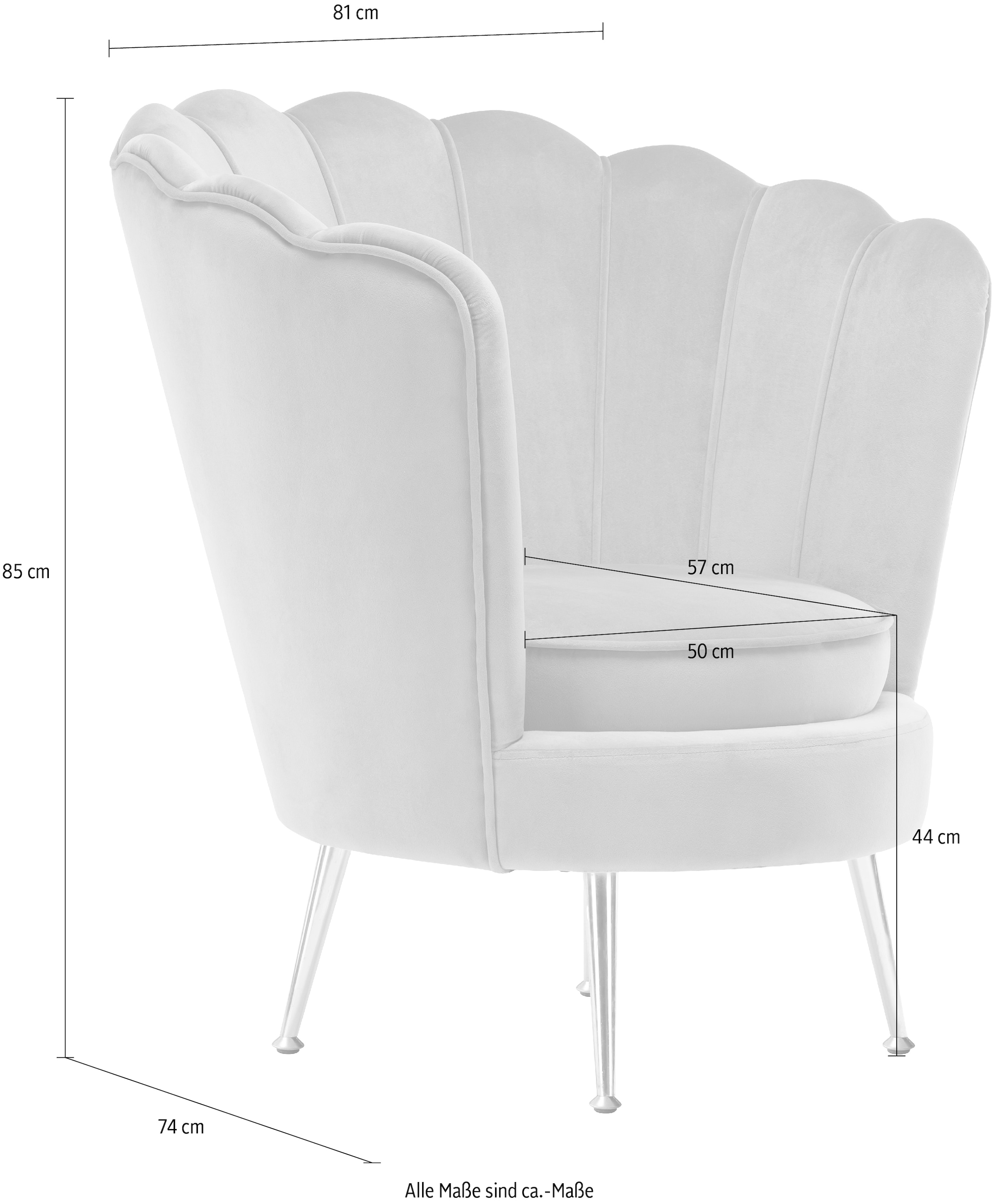 Kayoom Sessel »Sofa Barbara 125, hochwertiger Velvet-Stoff mit samtweicher Haptik«, (1 St.), Angesagtes 1-Sitzer-Sofa, Mini Sofa, Möbelfüsse höhenverstellbar