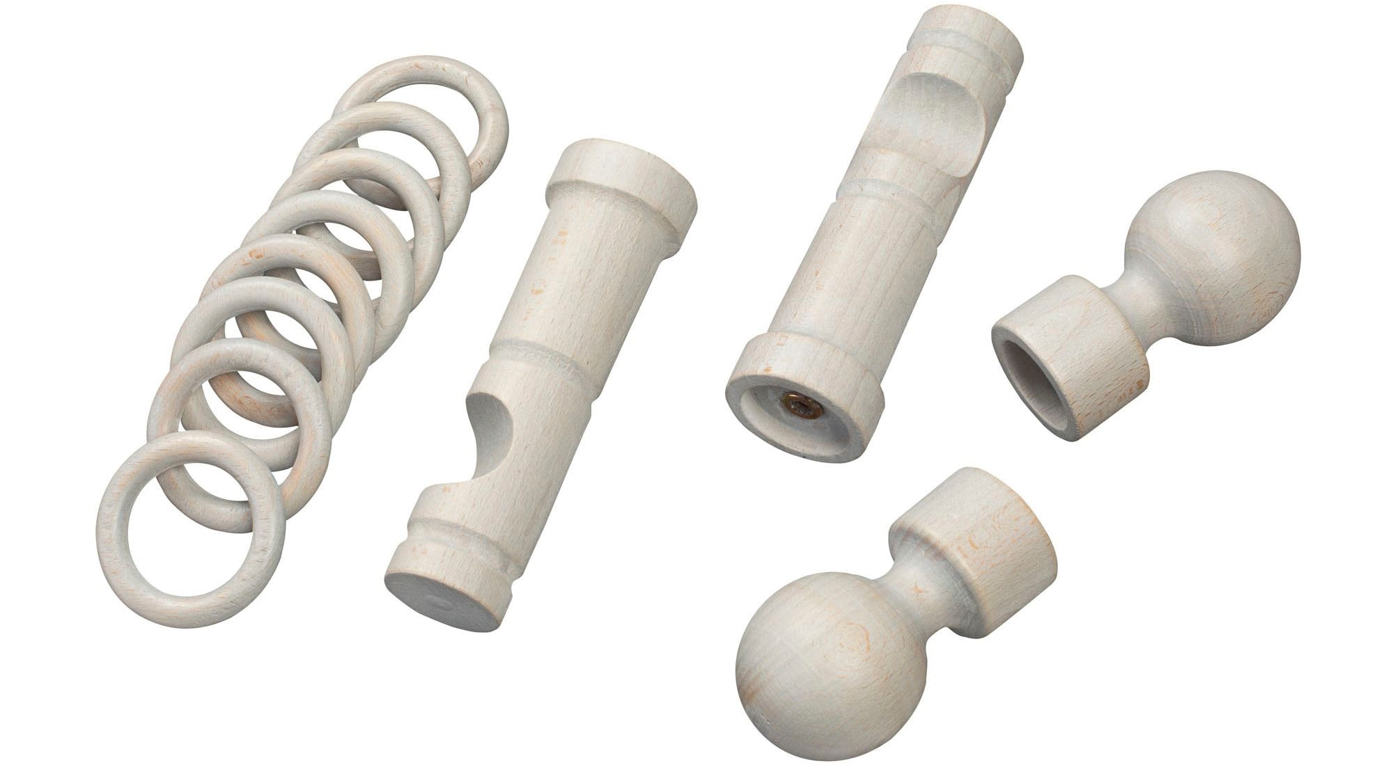 SN DECO GROUP Gardinenstange »Giro«, 1 läufig-läufig, Fixmass, 28 mm, Holz, verschiedenen Längen und Farben, Komplettset