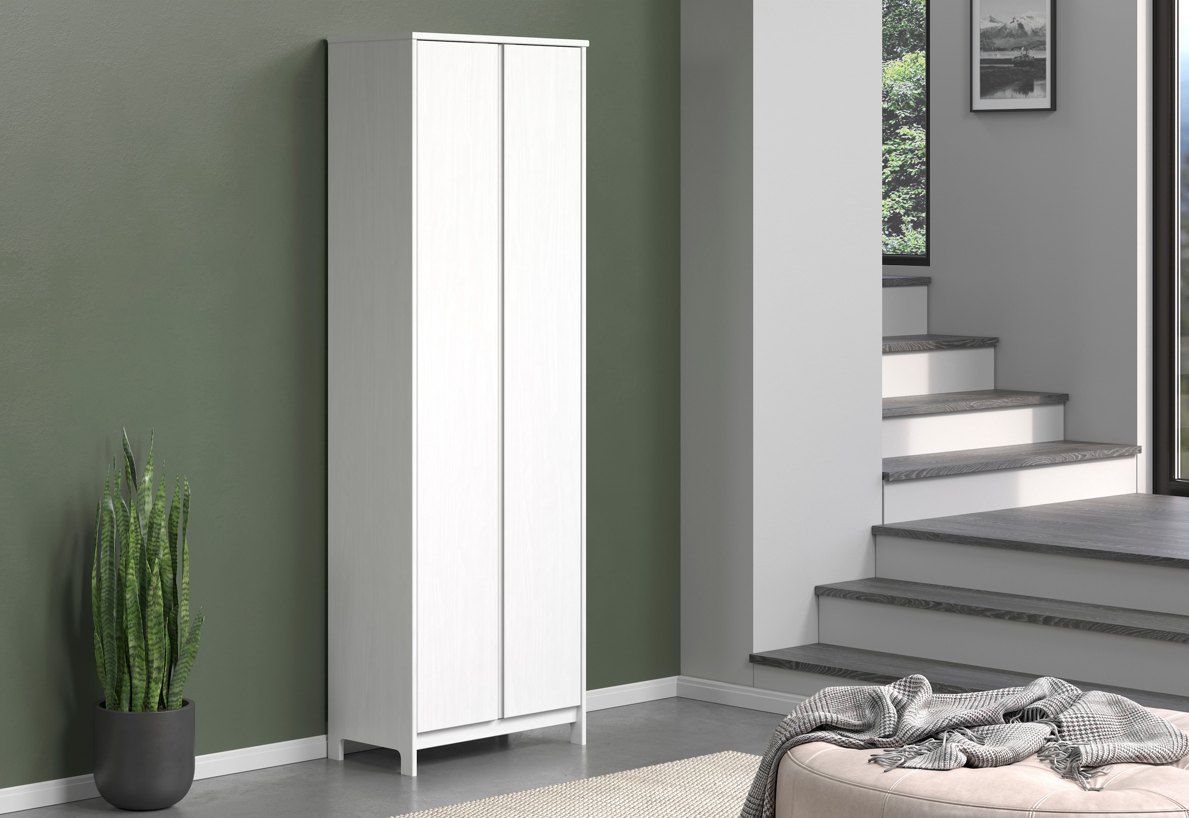 Home affaire Kleiderschrank »Aarhus« 1 Stk. tlg. Weisser, griffloser Massivholz Schrank - (B/T/H) 65/34/192 cm