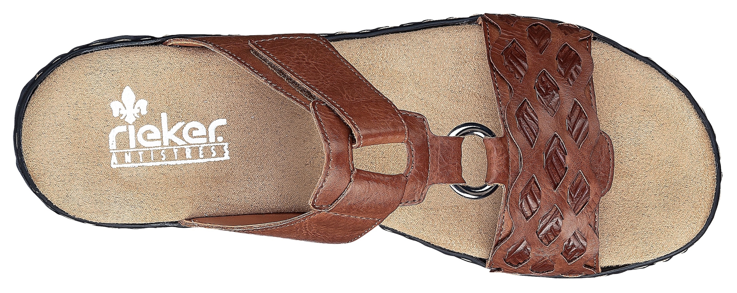 Rieker Pantolette  compensé, chaussure d'été, mule avec brides effet tressé