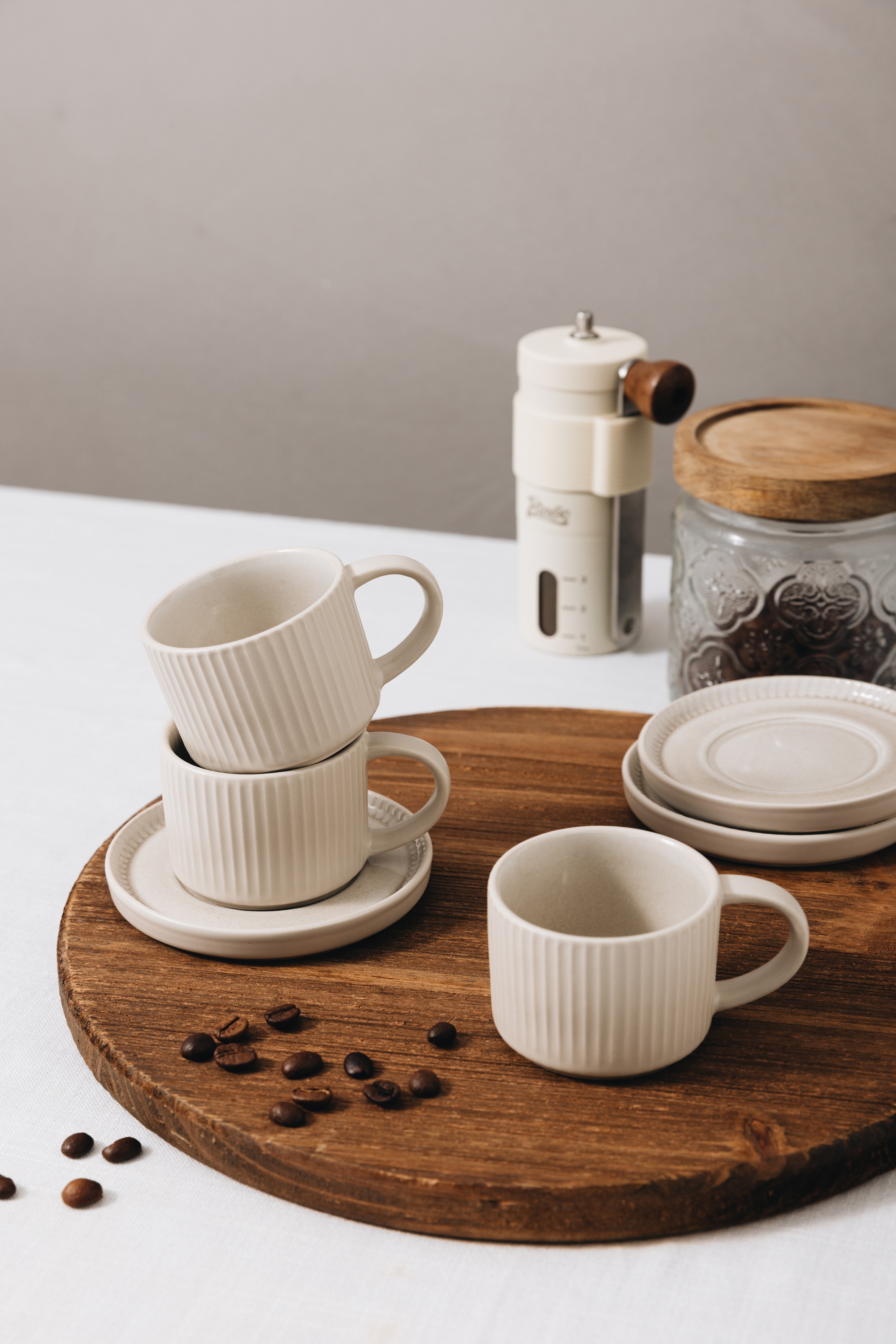 GOODproduct Tasse à expresso »Ylvii, 12er Set, bestehend aus 6 Tassen + 6 Untertassen« für 6 Personen, spülmaschinenfest und mikrowellengeeignet, 90 ml