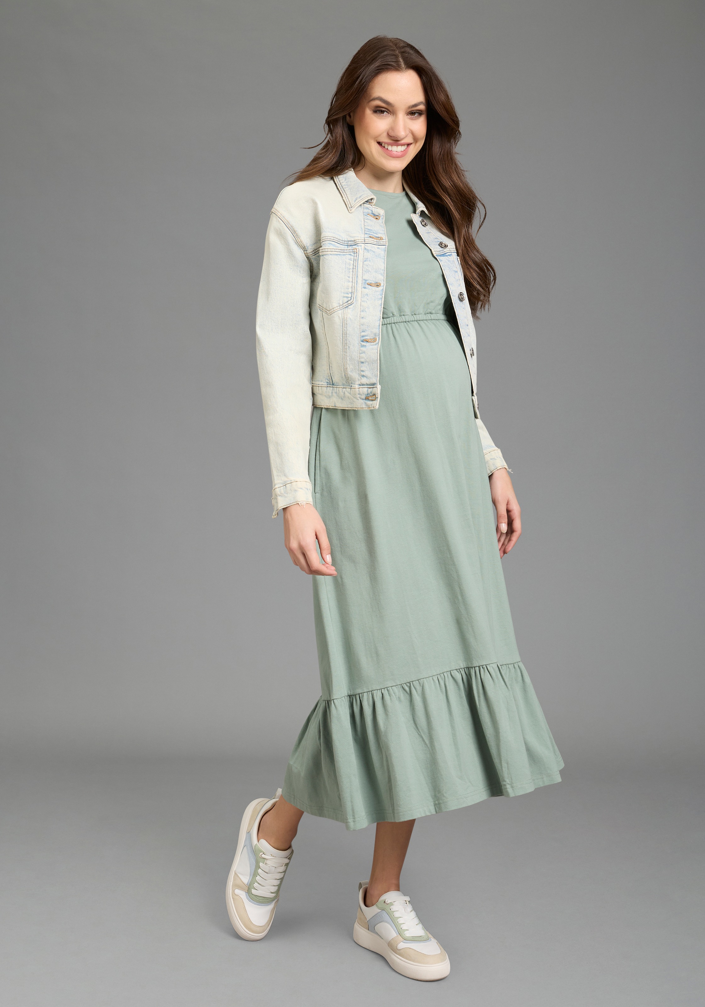 Neun Monate Robe de maternité »2er Pack Umstandskleider« Packung, 2, 2 pièces tlg. modischer Stil, für Schwangerschaft, aus Jersey, Kurzarm