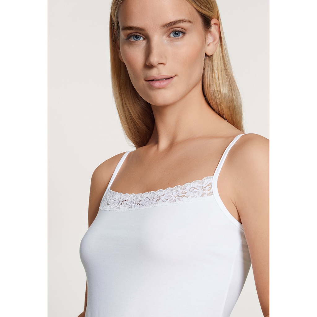 CALIDA Unterhemd »Natural Comfort Lace«, Top mit verstellbaren Trägern, zarter Spitzen-Look