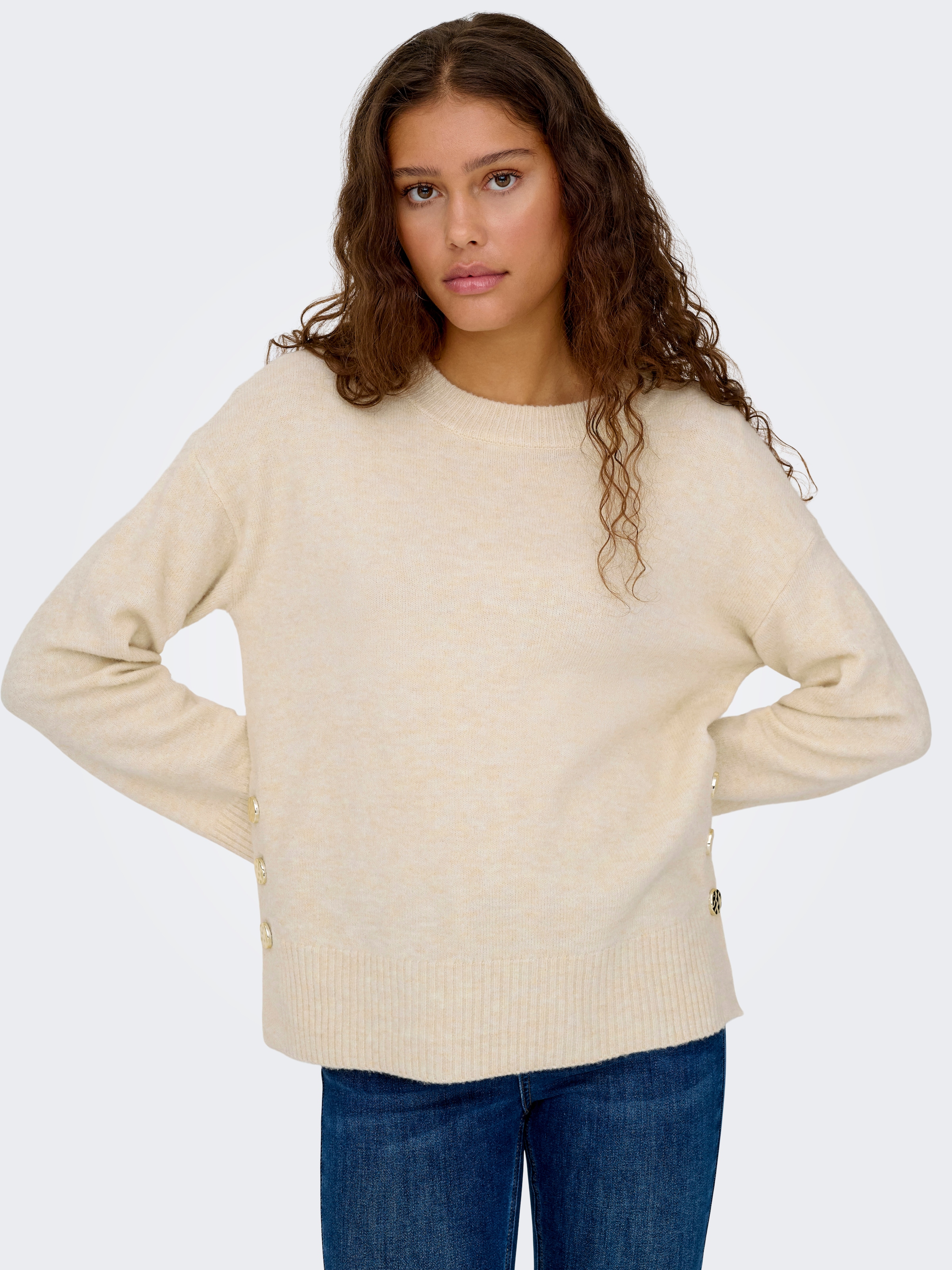 Image of ONLY Strickpullover "ONLRENE LIFE LS BUTTON O-NECK CC KNT"