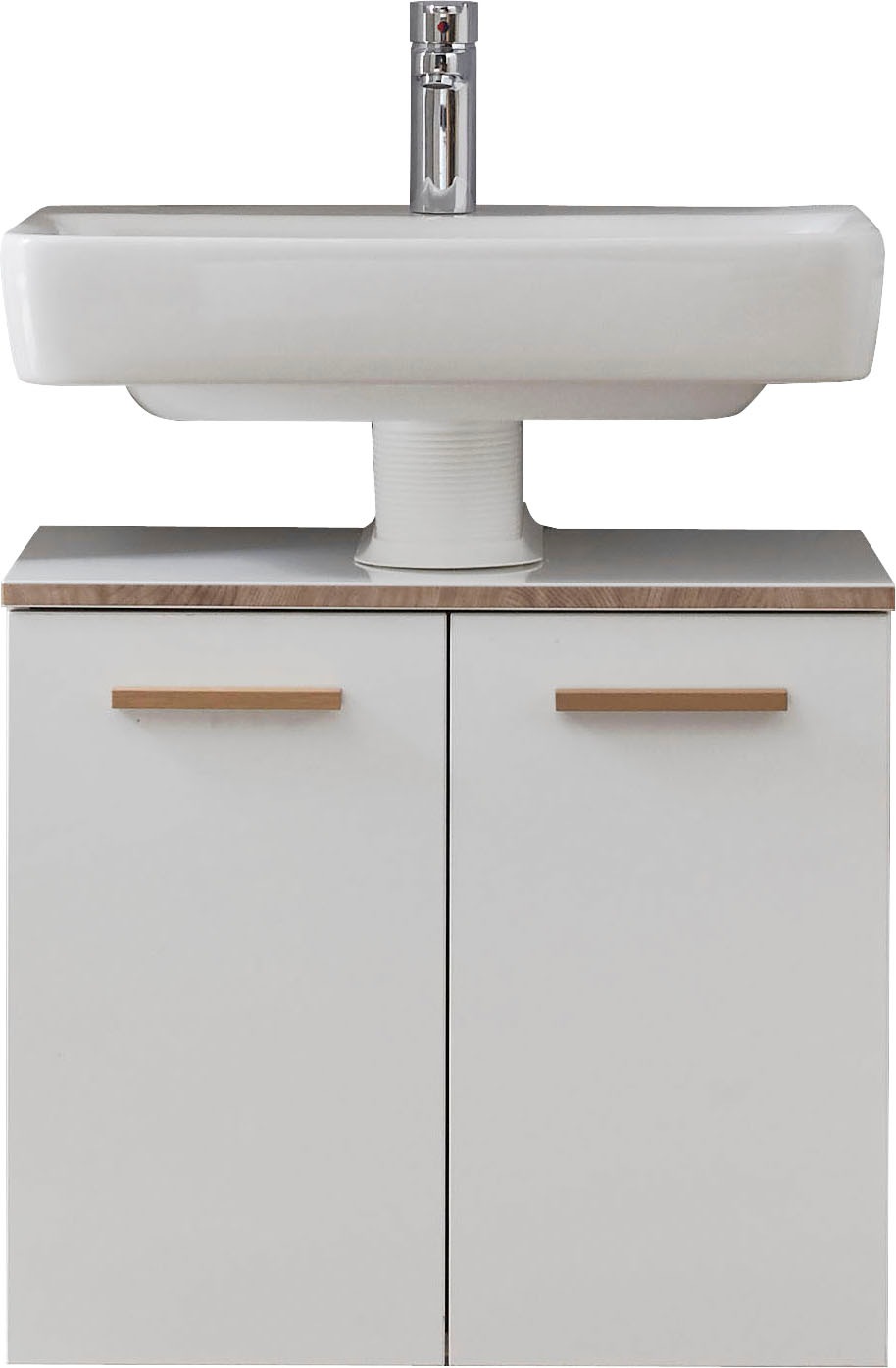 Image of Saphir Waschbeckenunterschrank "Quickset 931 Unterbeckenschrank, 60 cm breit, 2 Türen, Weiss Glanz" Waschbeckenschrank inkl Türdämpfer, Siphonausschnitt, ohne Waschbecken