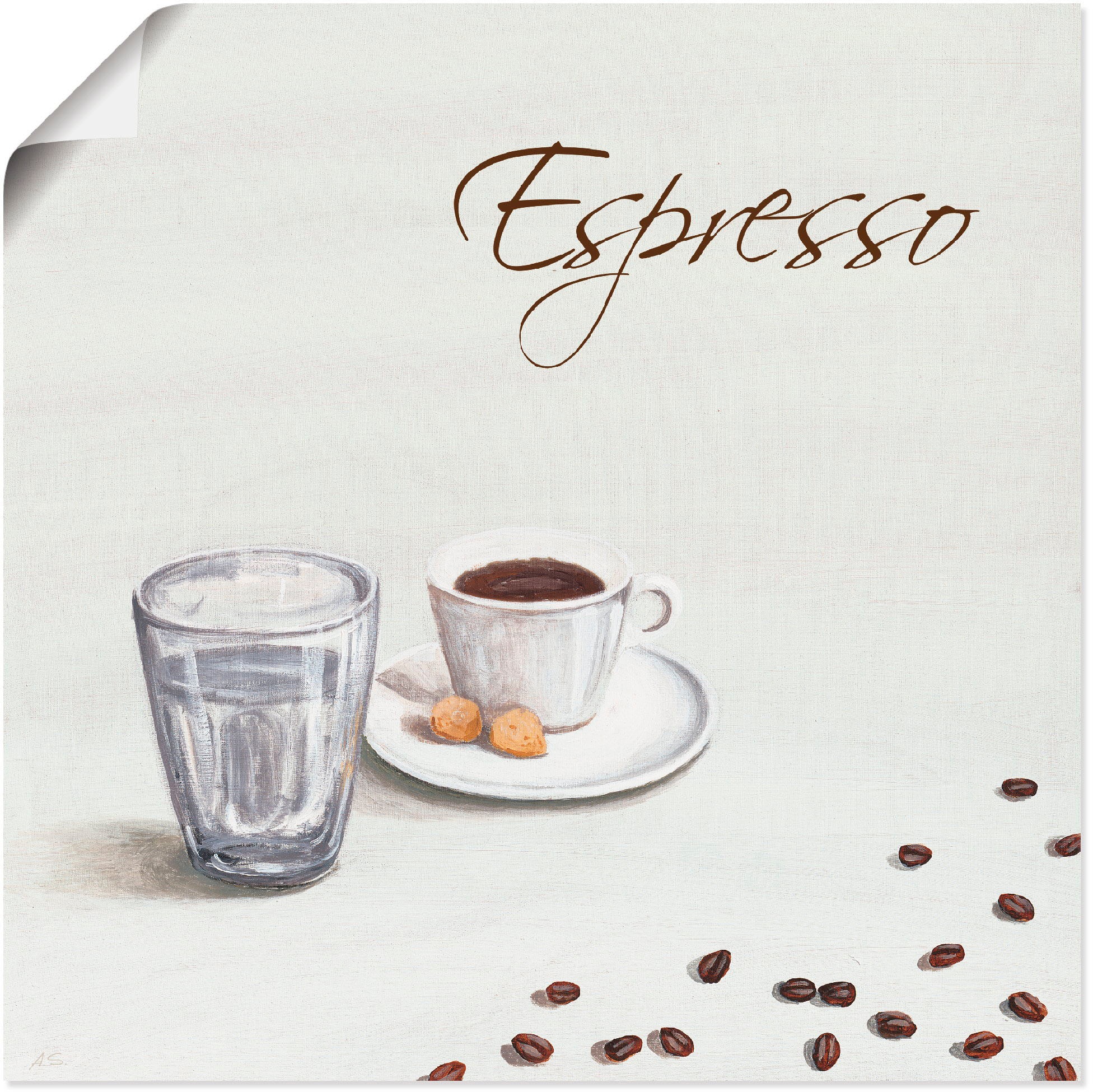 Image of Artland Wandbild »Espresso III«, Getränke, (1 St.), in vielen Grössen & Produktarten - Alubild / Outdoorbild für den Aussenbereich, Leinwandbild, Poster, Wandaufkleber / Wandtattoo auch für Badezimmer geeignet bei Ackermann Versand Schweiz