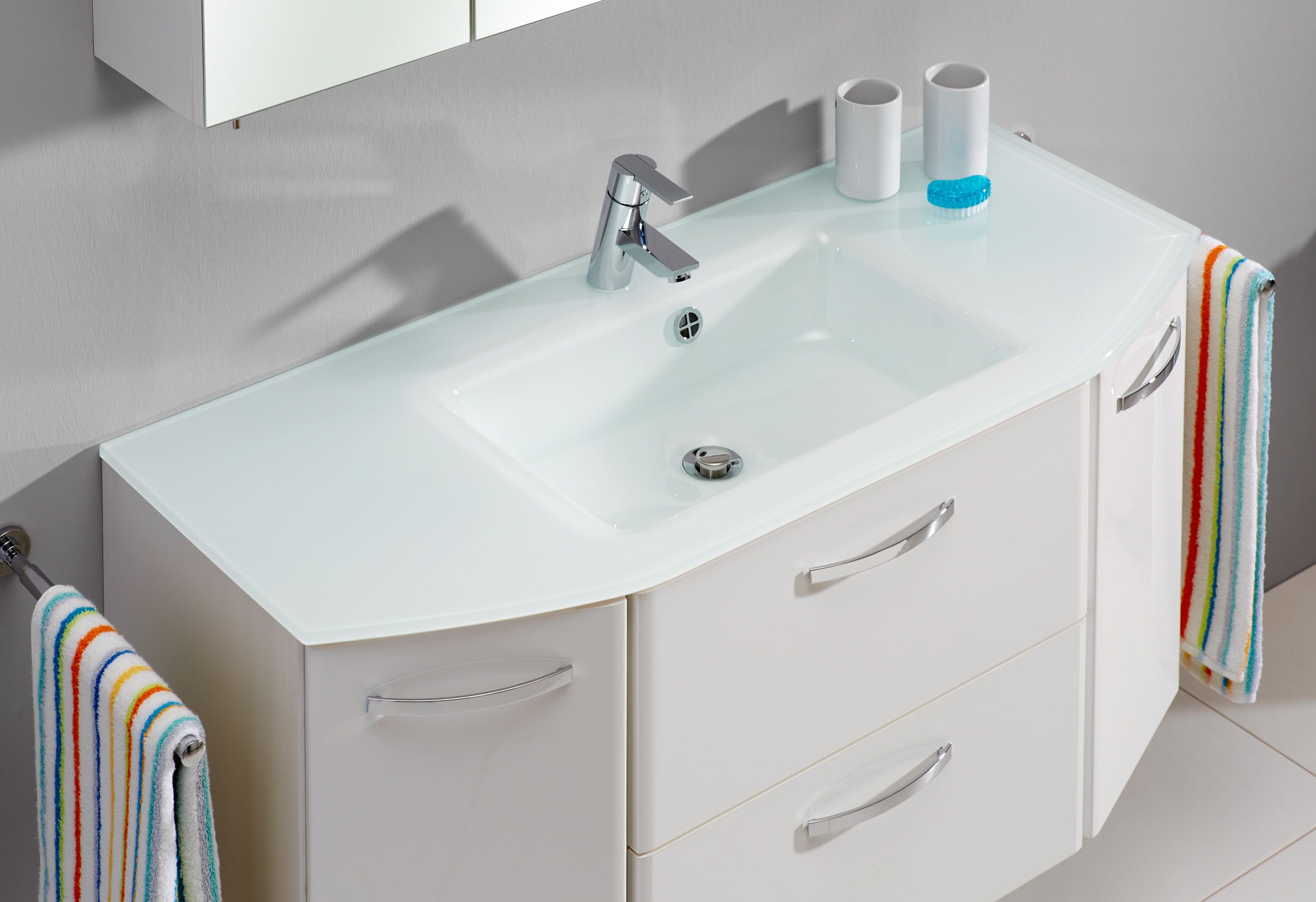 Saphir Waschtisch »Quickset 326, mit Glasbecken, 112cm breit« 2 Stk. tlg.