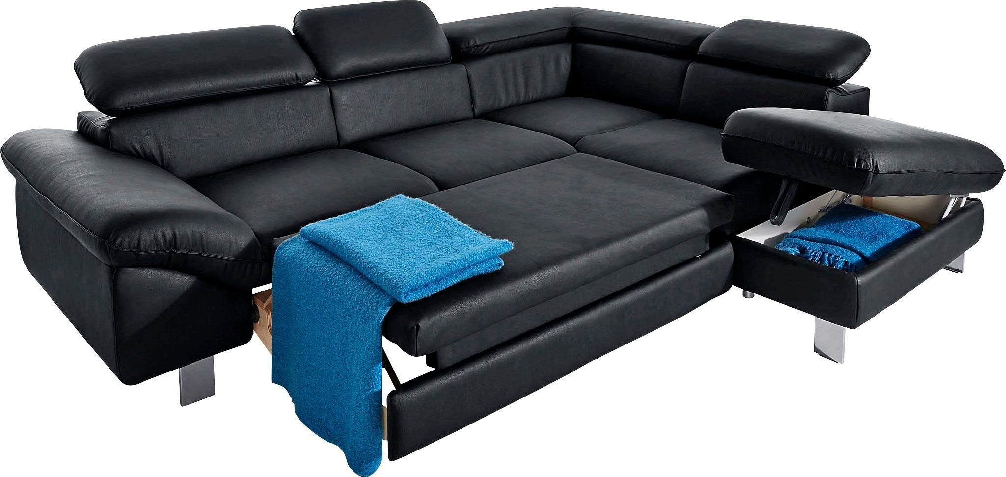 COTTA Polstergarnitur »Driver L-Form«, (Set), Set bestehend aus: Ecksofa mit Kopfteilverstellung & Hocker