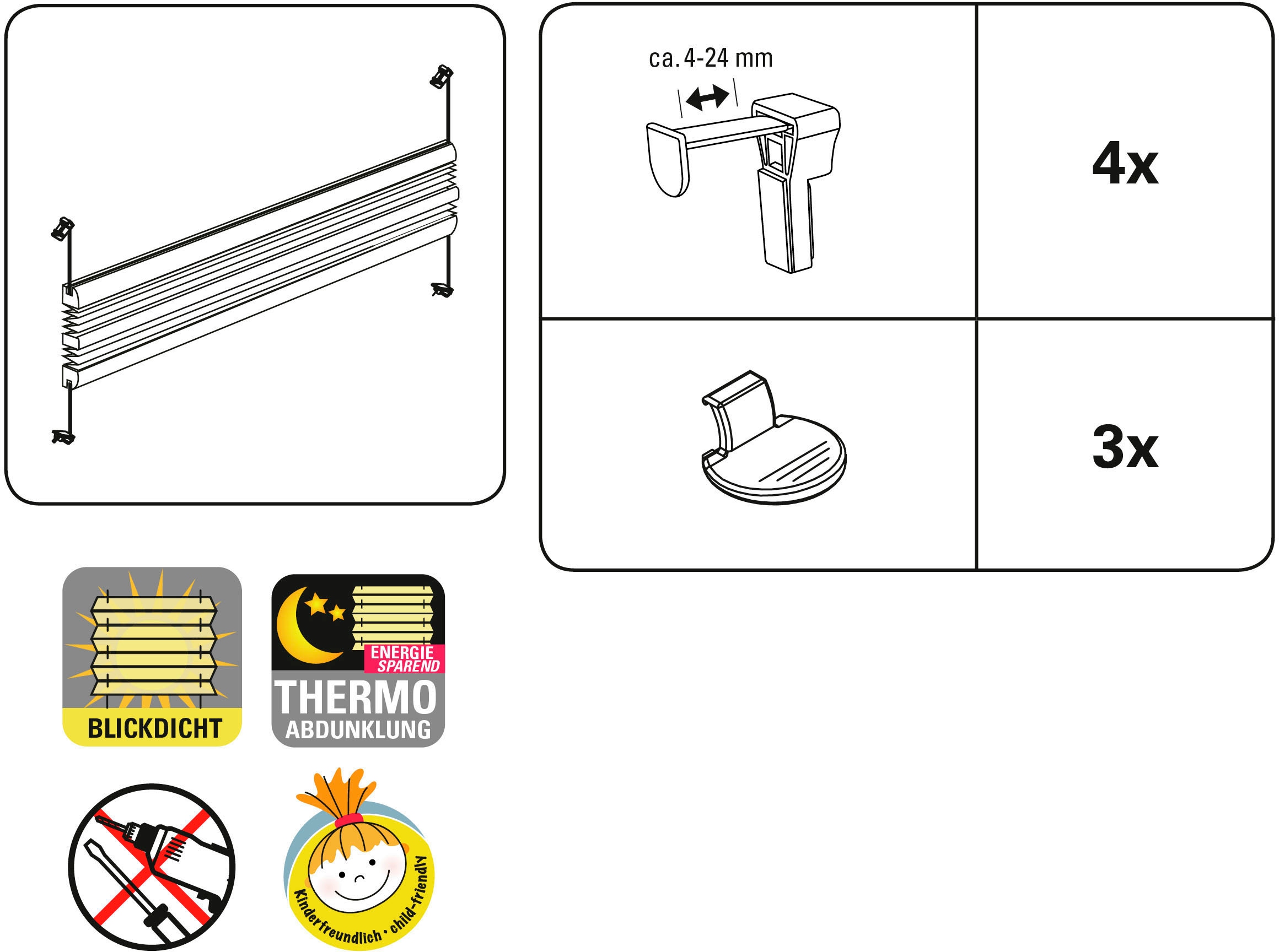 GARDINIA Plissee »Easyfix Plissee Day + Night«, verdunkelnd, energiesparend-Tag- und Nacht-Funktion, ohne Bohren, verspannt, lichtdurchlässig und zugleich abdunkelnd mit Thermobeschichtung