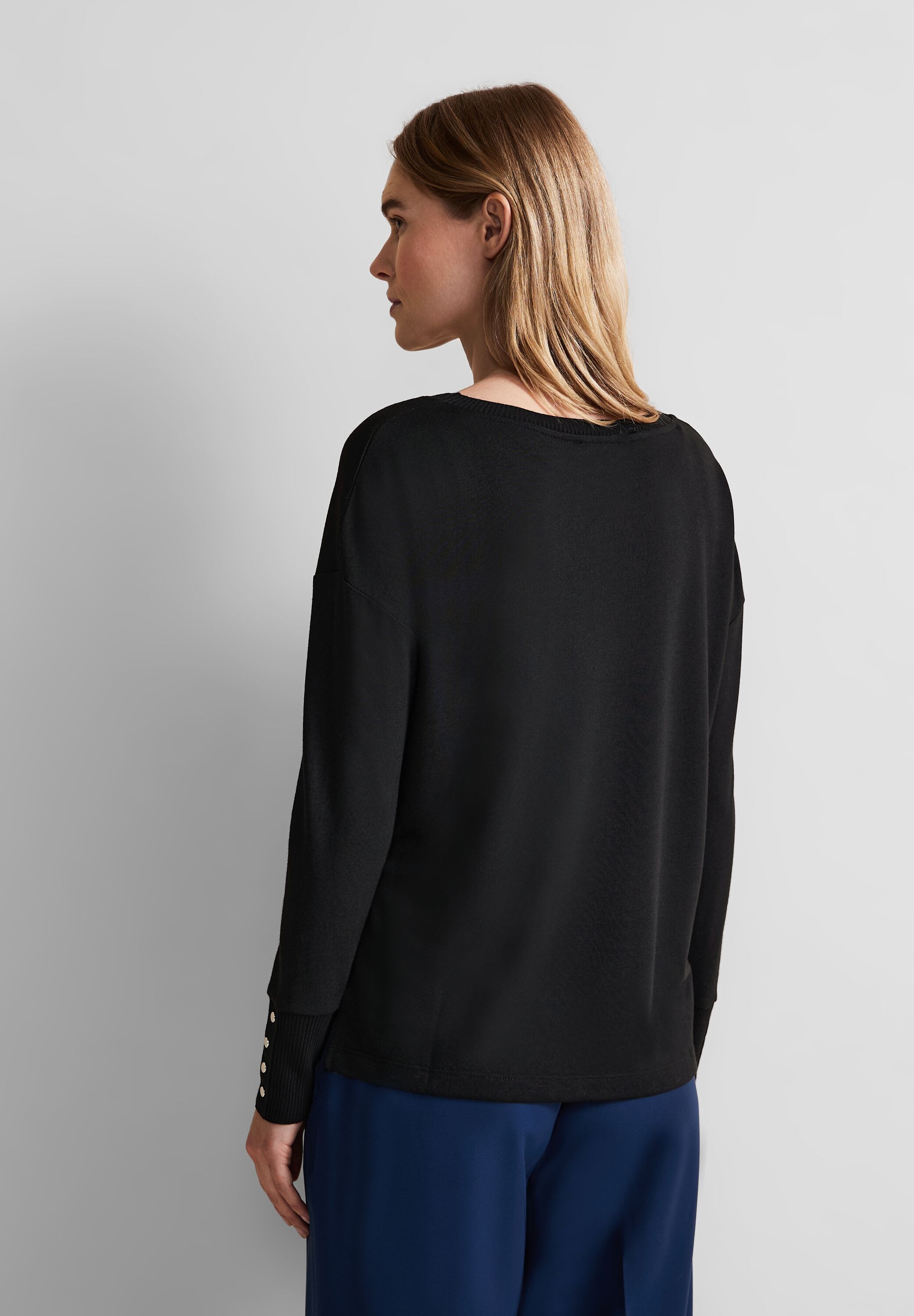 STREET ONE Langarmshirt »LTD QR Rib Neck«, mit U-Boot-Ausschnitt