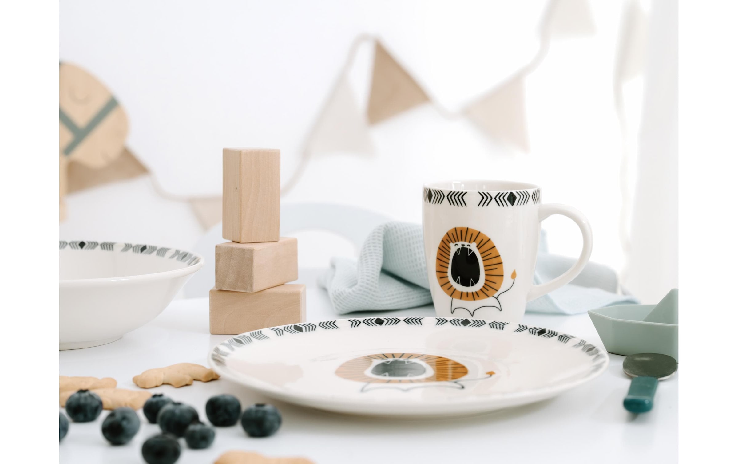 CreaTable Set de vaisselle pour enfants »Safari 3-teiliges Geschirrset«
