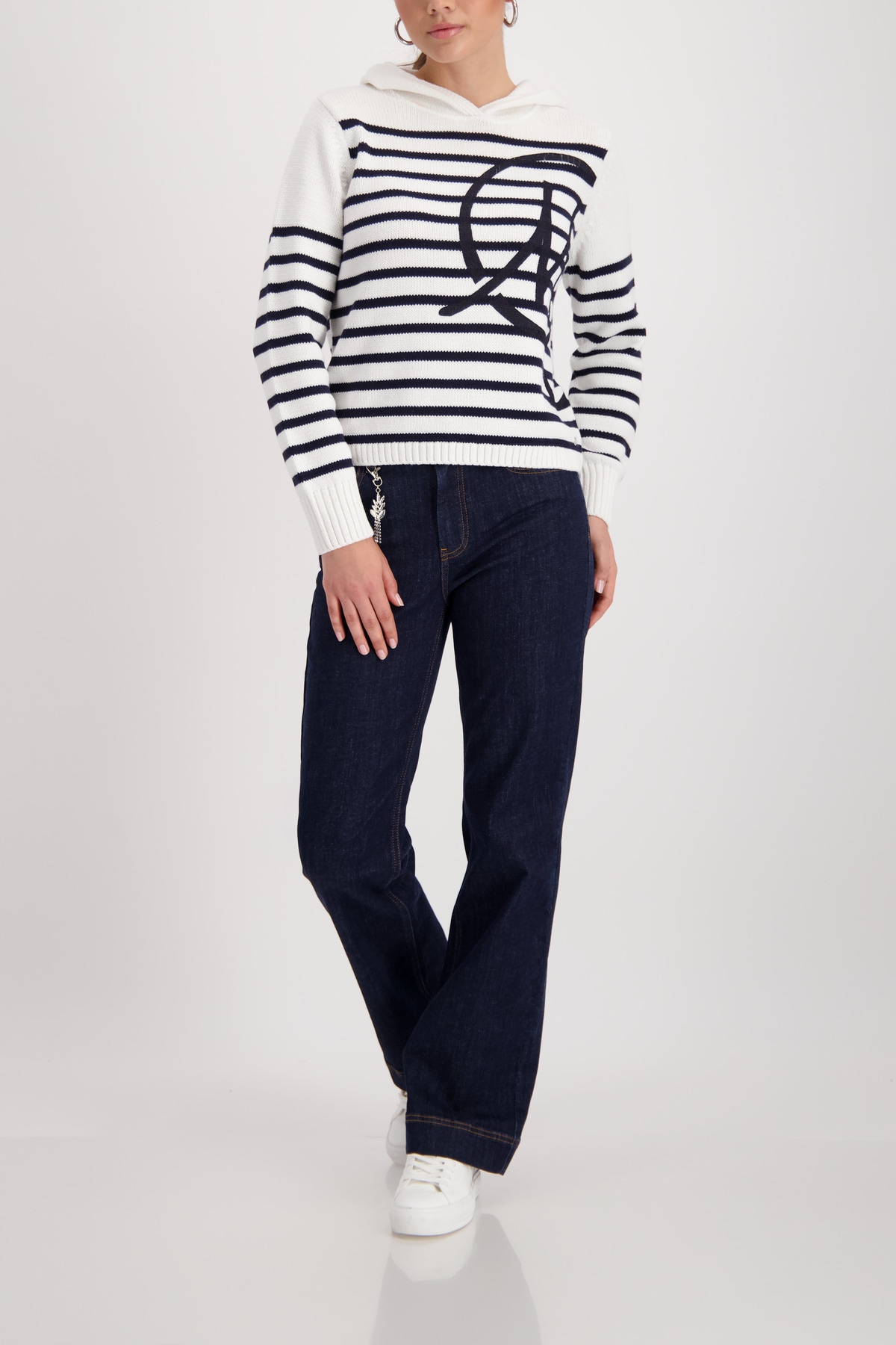 Monari Pull à capuche Regular Fit, mit Intarsie-Muster