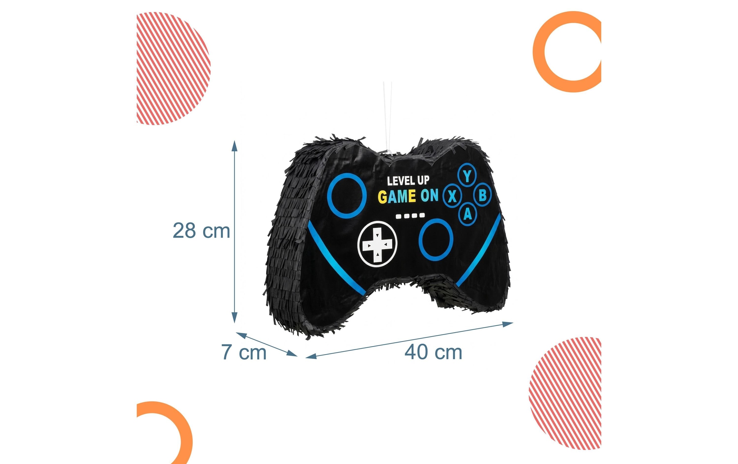 relaxdays Figurine de décoration »Gamer Gaming« Ensemble pinata avec bâton et bandeau