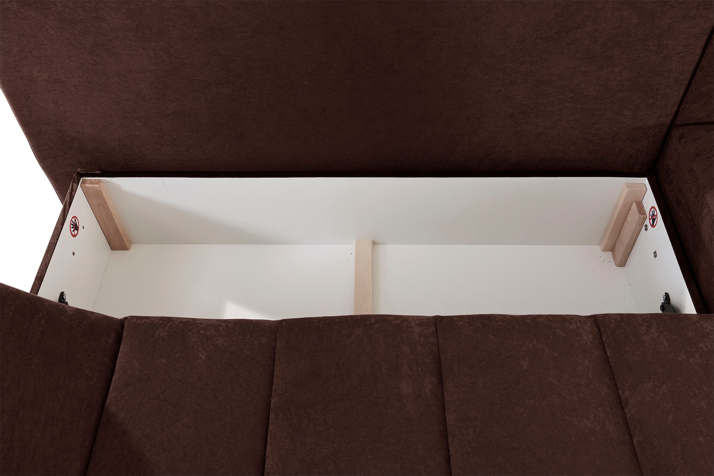 INOSIGN Ecksofa »Imola, elegant und modern, aktuelle Steppung im Sitz, bequem, L-Form«, frei im Raum stellbar, wahlweise mit Bettfunktion und Bettkasten