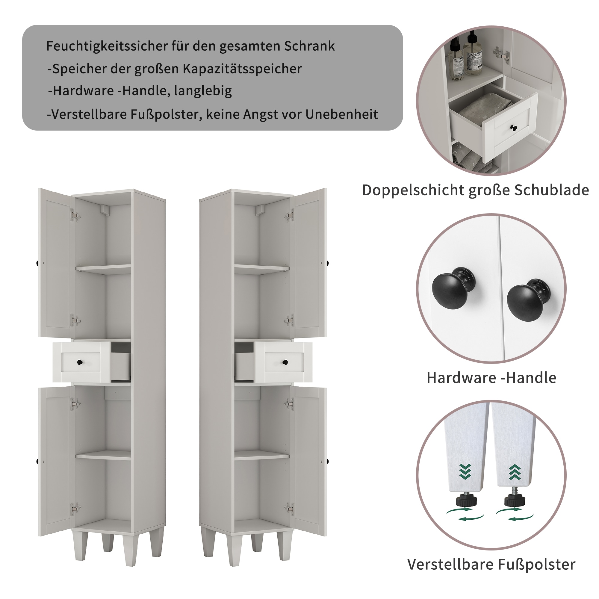 welltime Armoire haute »AMSTERDAM« Badschrank Breite 35cm, 2 Türen und 1 Auszug