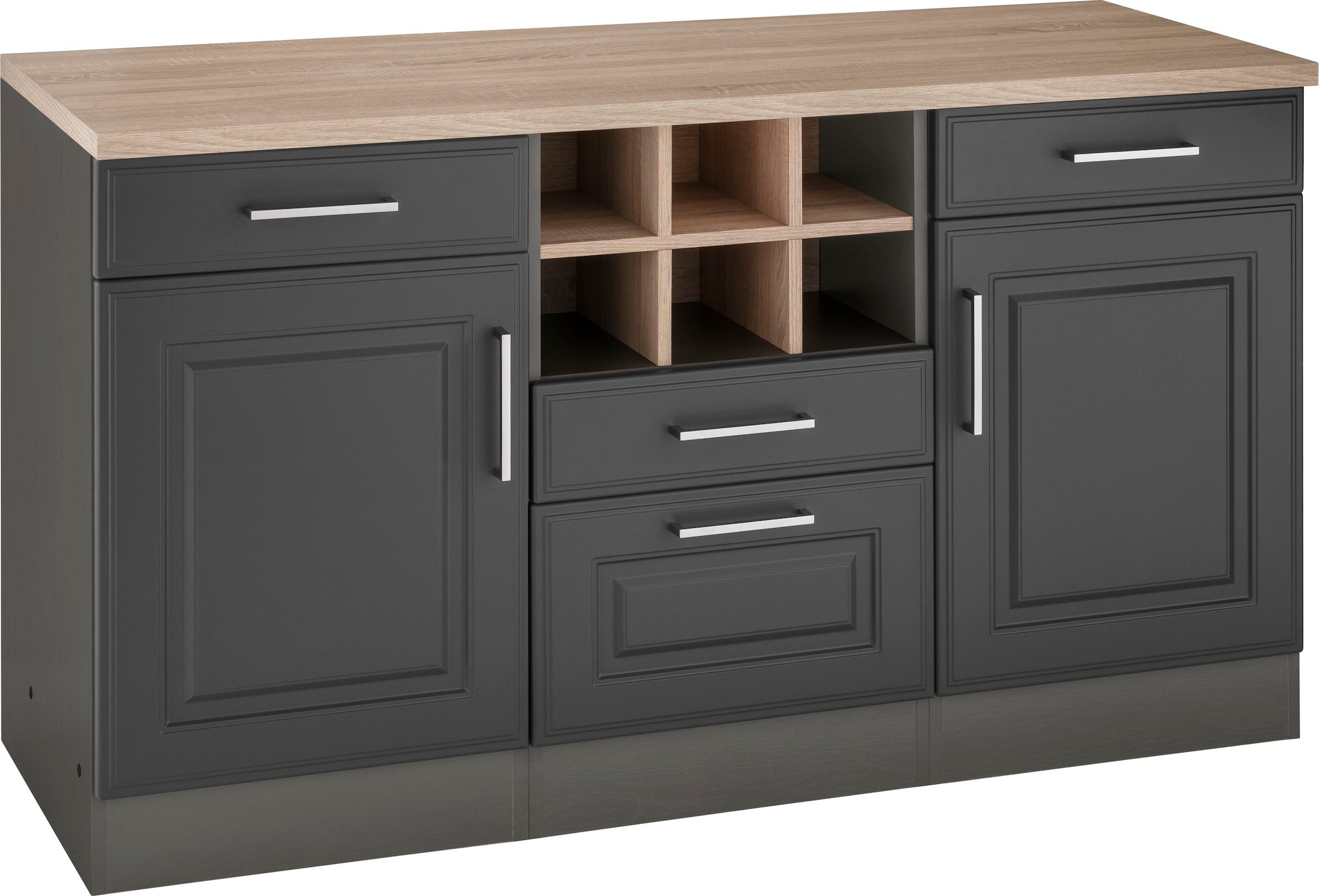 KOCHSTATION Unterschrank »KS-Stockholm« 150 cm breit, hochwertige MDF-Fronten mit Fräsung, viel Stauraum
