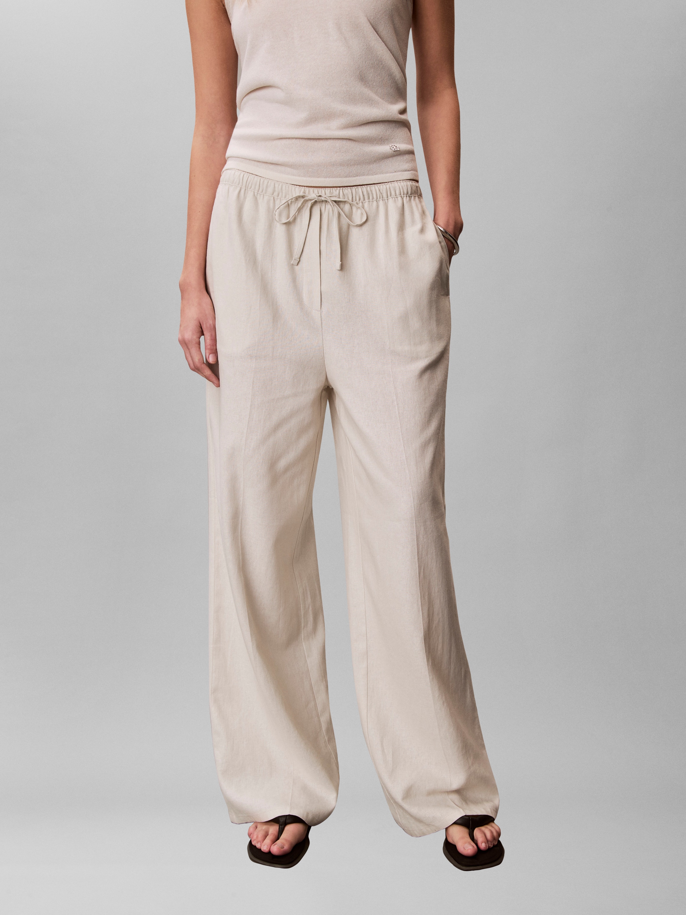 Image of Calvin Klein Leinenhose Regular fit mit elastischem Bund