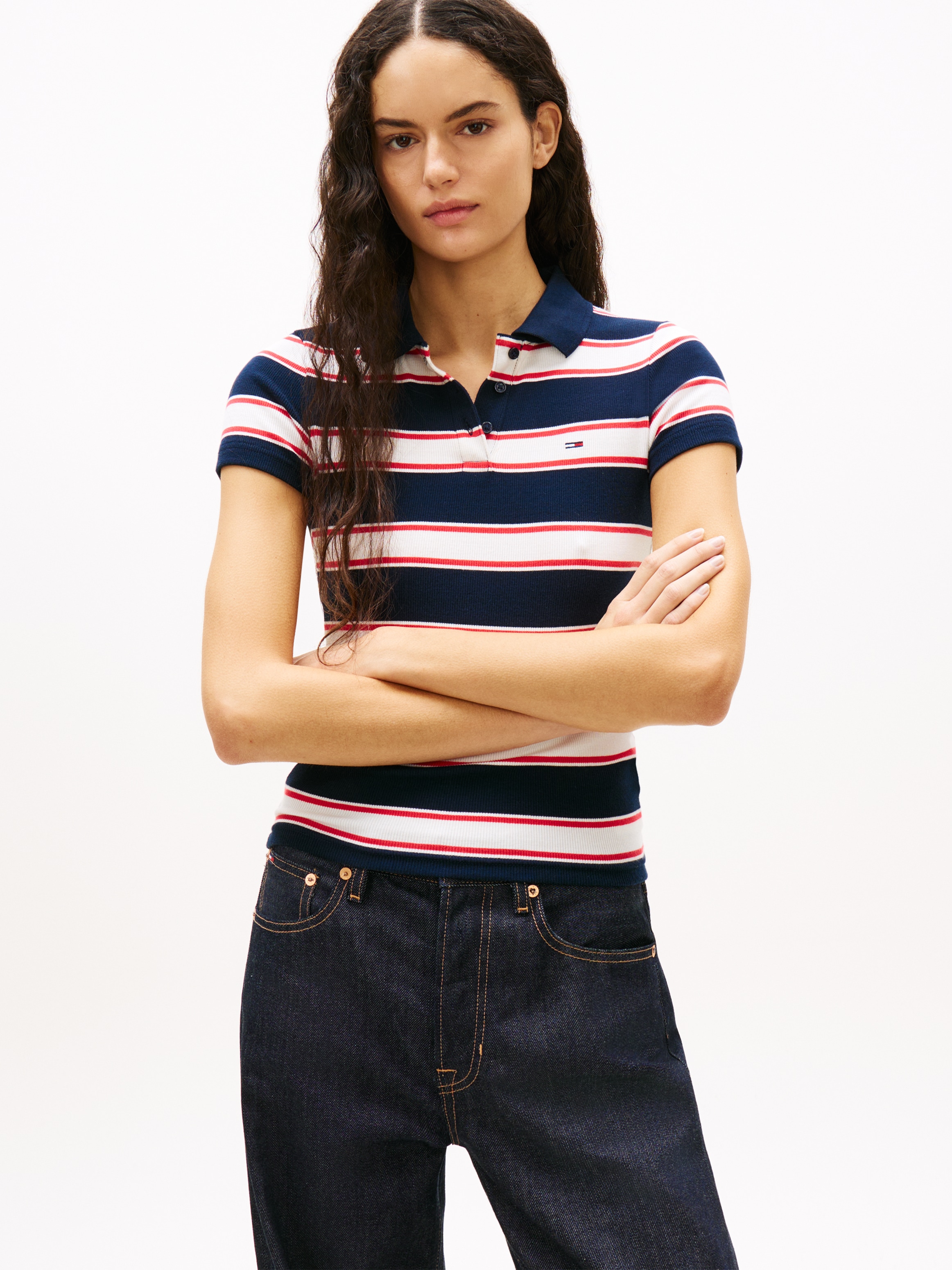 Image of Tommy Jeans Poloshirt "TJW SLIM RIB SS POLO" mit gerippter Struktur