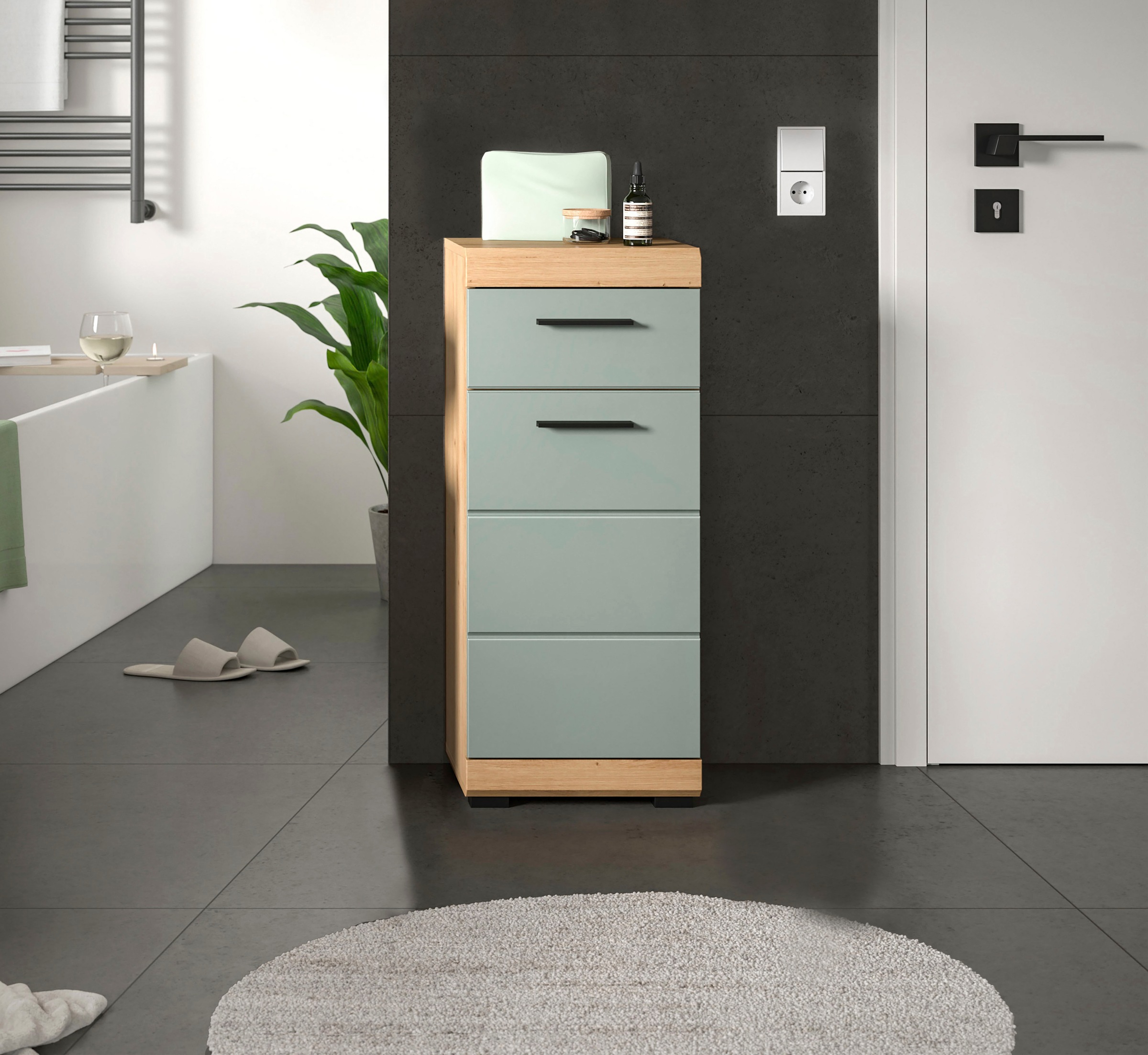 welltime Unterschrank "SIENA, Breite 37cm, 1 Tür, 1 Schubkasten, 2 Fächer, MDF-Front" TOPSELLER, 1 Stk. tlg. in verschiedenen Farben erhältlich, Badmöbel, Badschrank, Kommode, Bad