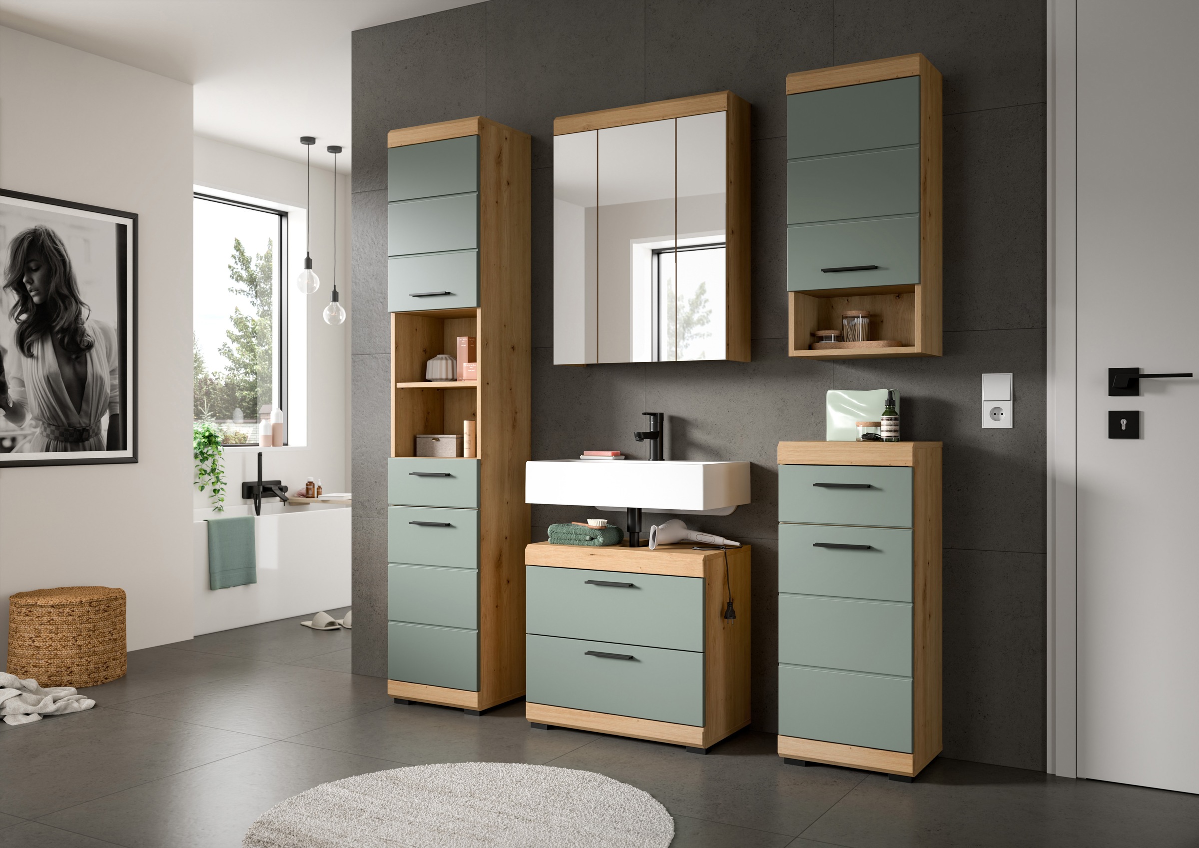 welltime Hängeschrank »SIENA, Breite 37cm, 1 Tür, 1 offenes Fächer, 1 Einlegeboden, MDF-Front« TOPSELLER!, 1 Stk. tlg. in verschiedenen Farben erhältlich, Badmöbel, Badschrank, Schrank, Bad