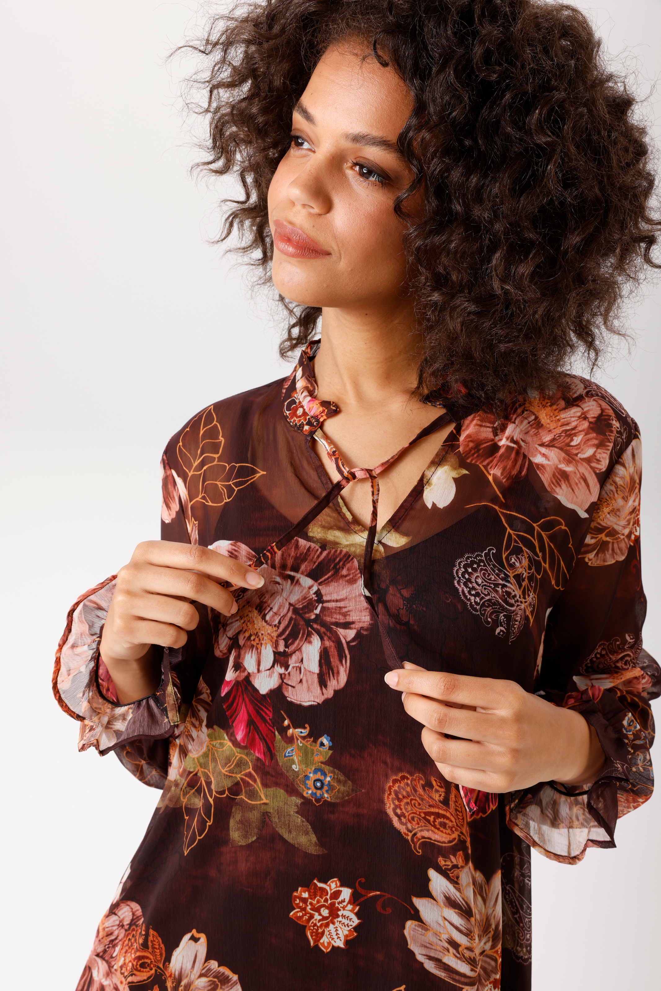 Aniston CASUAL Robe chemisier avec grand imprimé floral coloré - NOUVELLE COLLECTION