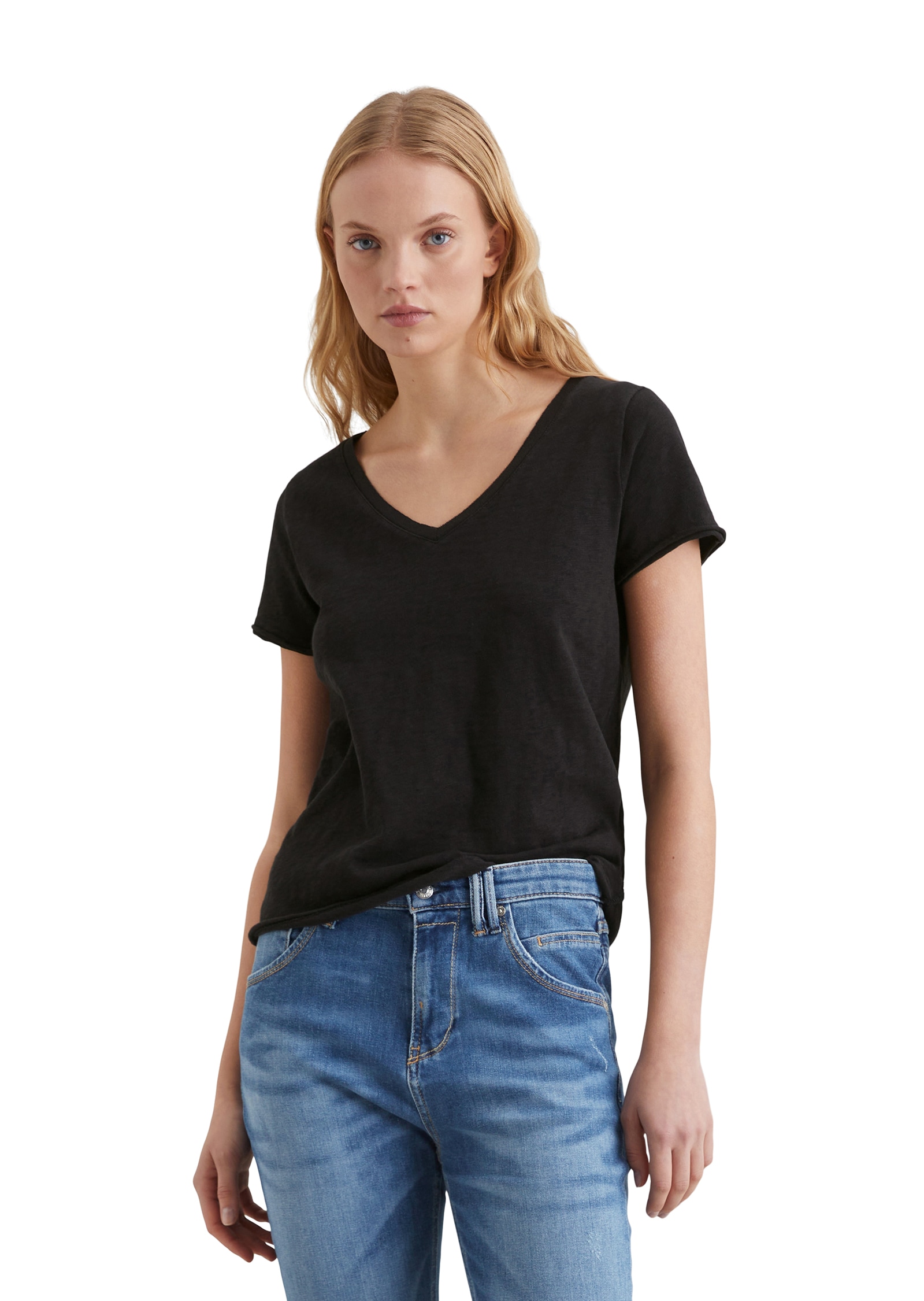 Image of Marc OPolo DENIM T-Shirt mit abgerundetem V-Neck