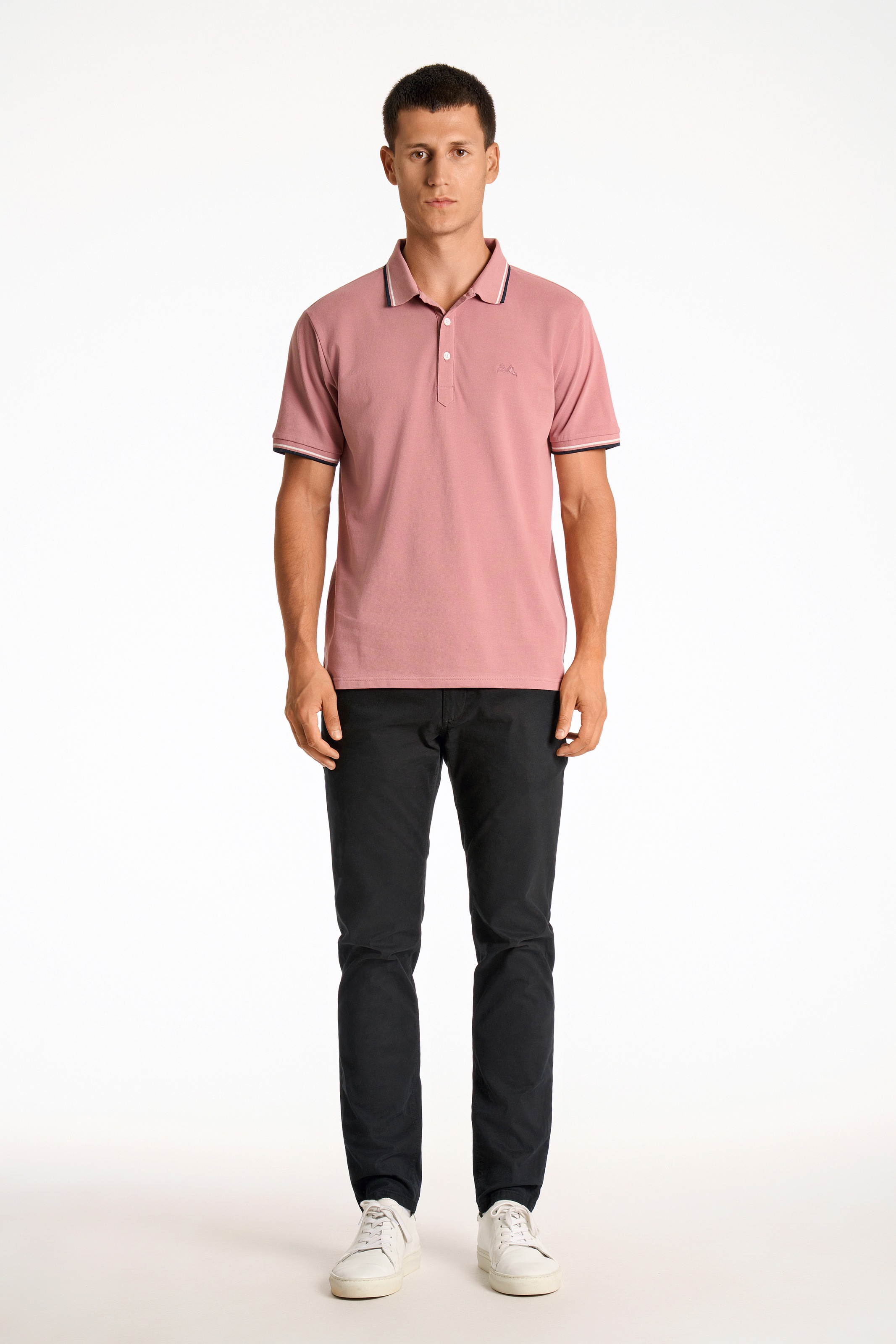 LINDBERGH Polo mit Logo-Stickerei und abgesetzten Bündchen