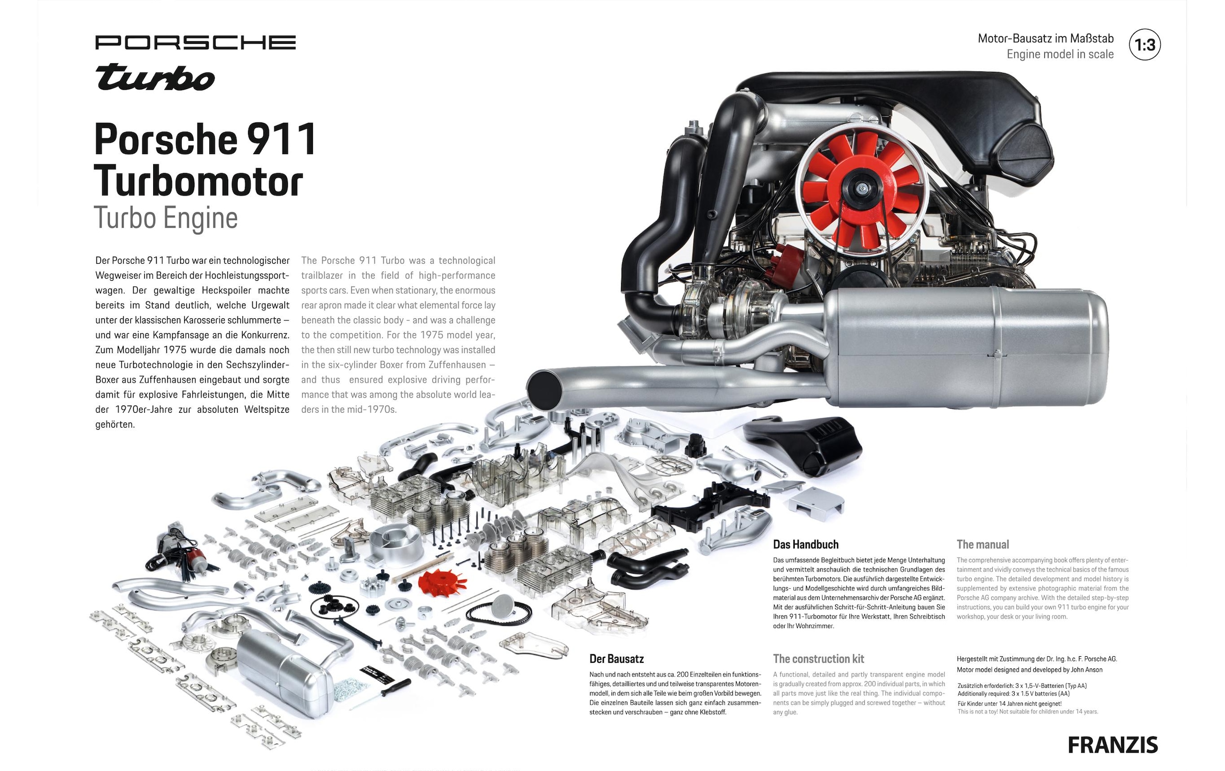 Franzis Spielbausteine »Porsche 911 Turbomotor 0,04375 Deutsch/Englisch«