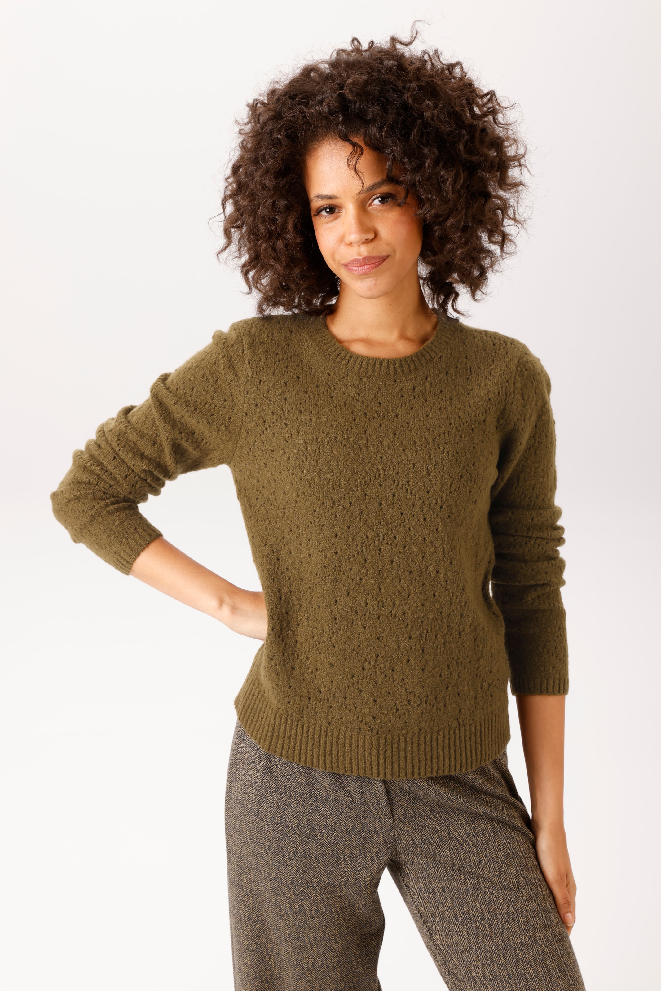 Image of Aniston CASUAL Strickpullover im Ajour-Muster und kleinen, eingestrickten Quadraten- NEUE KOLLEKTION