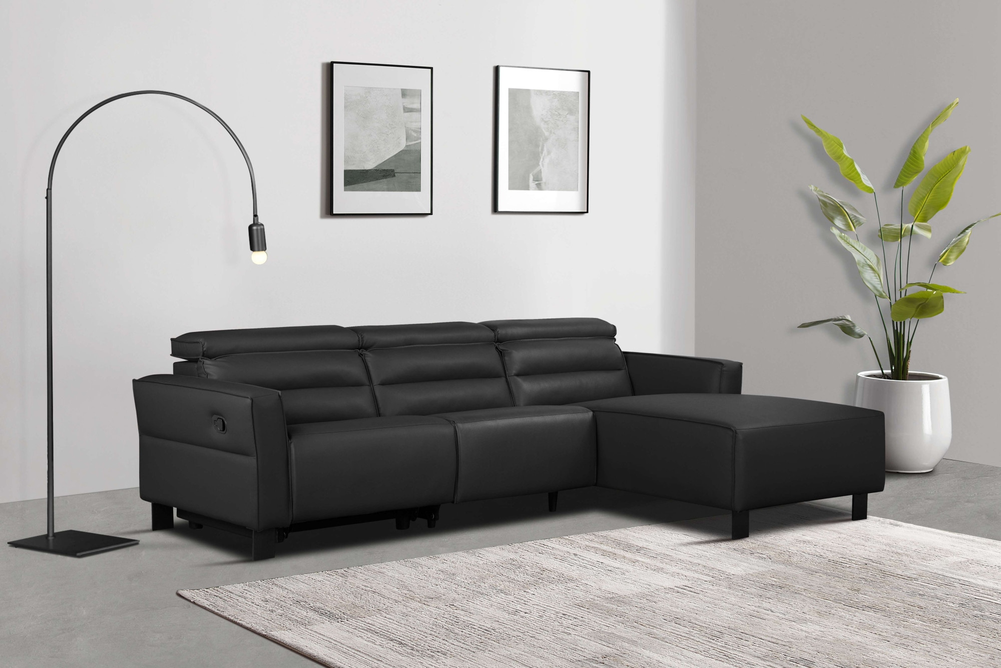Home affaire Ecksofa »Carpari, L-Form, 263 cm, manuelle o. elektrische Relaxfunktion,« USB A/C und Kopfteilverstellung
