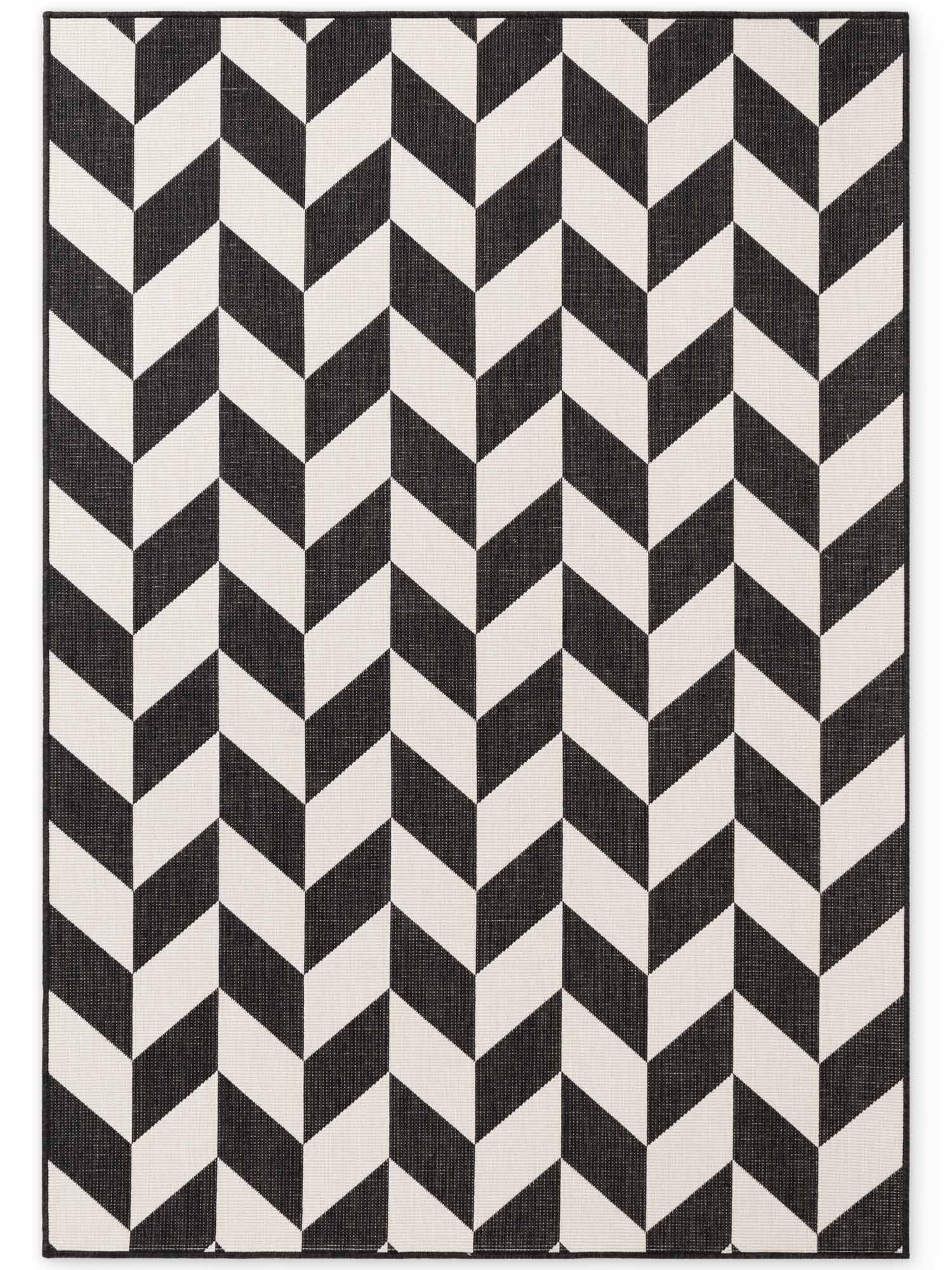Ted Baker Terrick Reversible Indoor Outdoor Rug Chevron Design in Black | Size: 200cm x 300cm