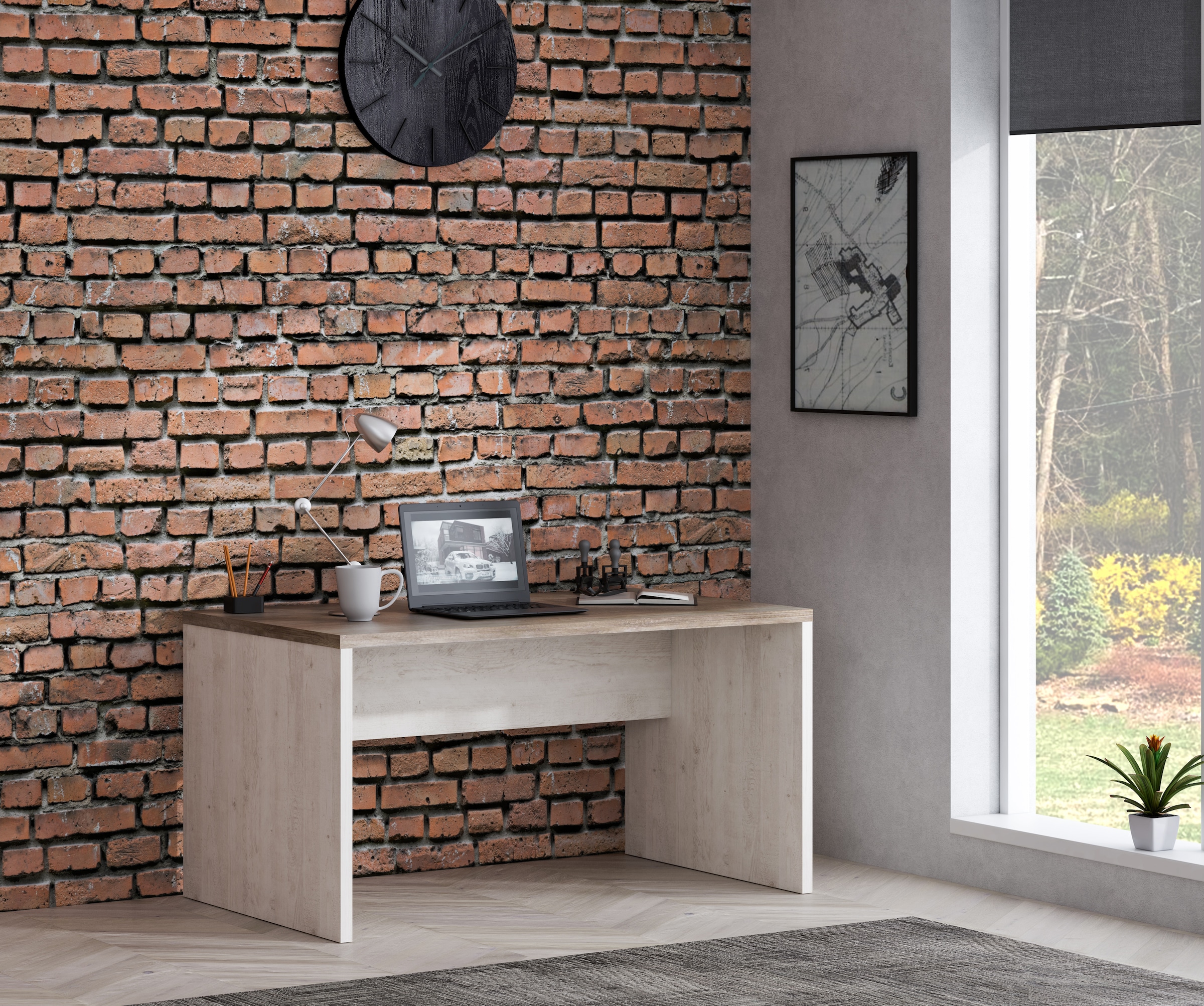 FORTE Schreibtisch »Duro« Computertisch, in 140 oder 160 cm Breite, im Landhausstil