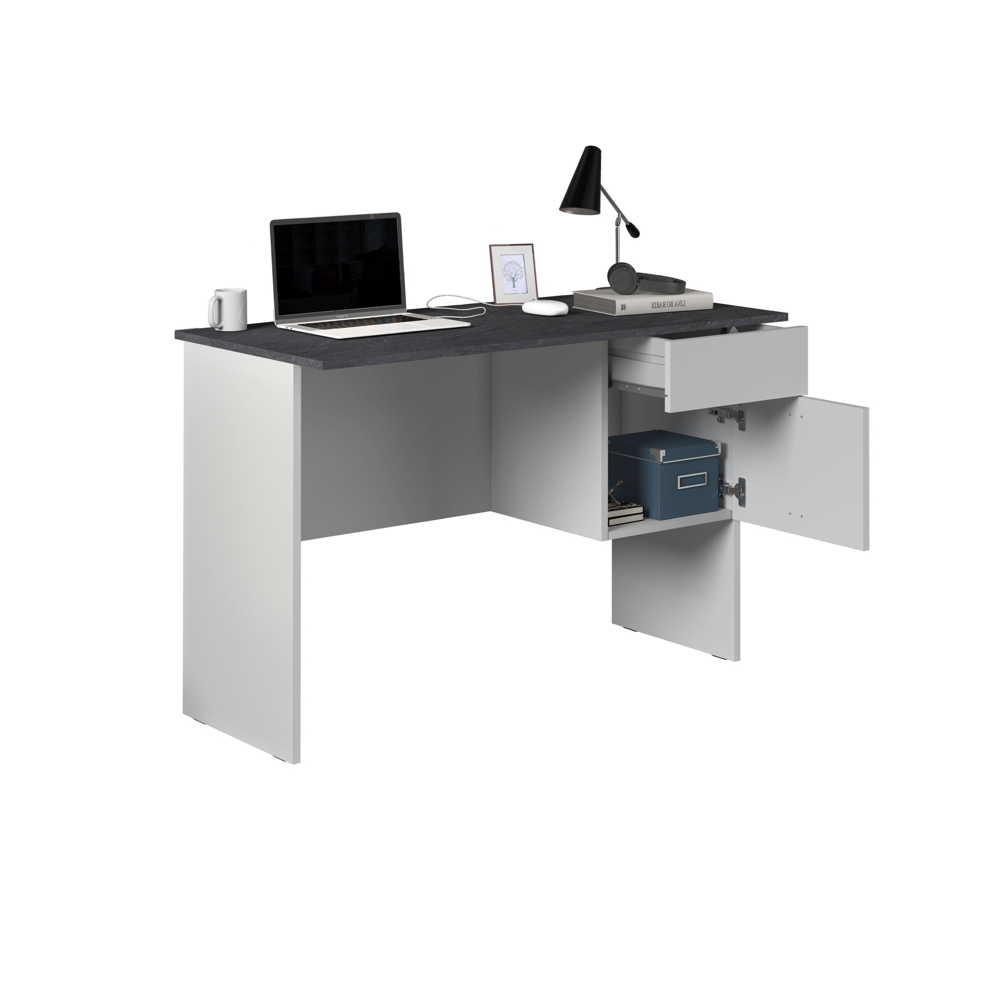 Home affaire Schreibtisch »Sunrise, kleiner Computertisch, Bürotisch« mit 1 Tür & 1 Schublade, Tischplatte Breite 110 cm, Made in Italy