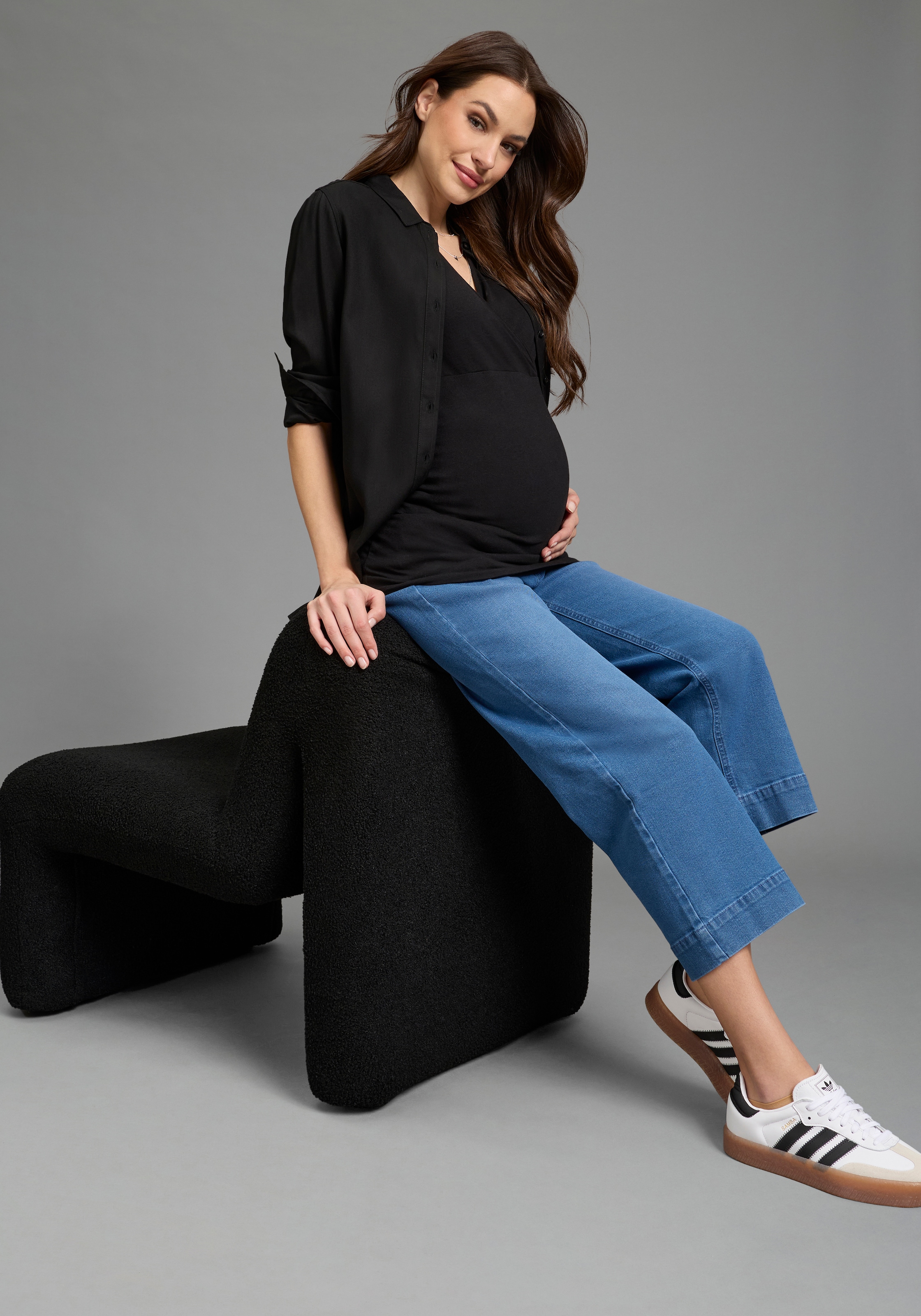 Neun Monate Jeans de grossesse »7/8 Loose fit Umstandsjeans« gerader Beinverlauf, mit elastischem Gummizug, mit Stretch-Anteil