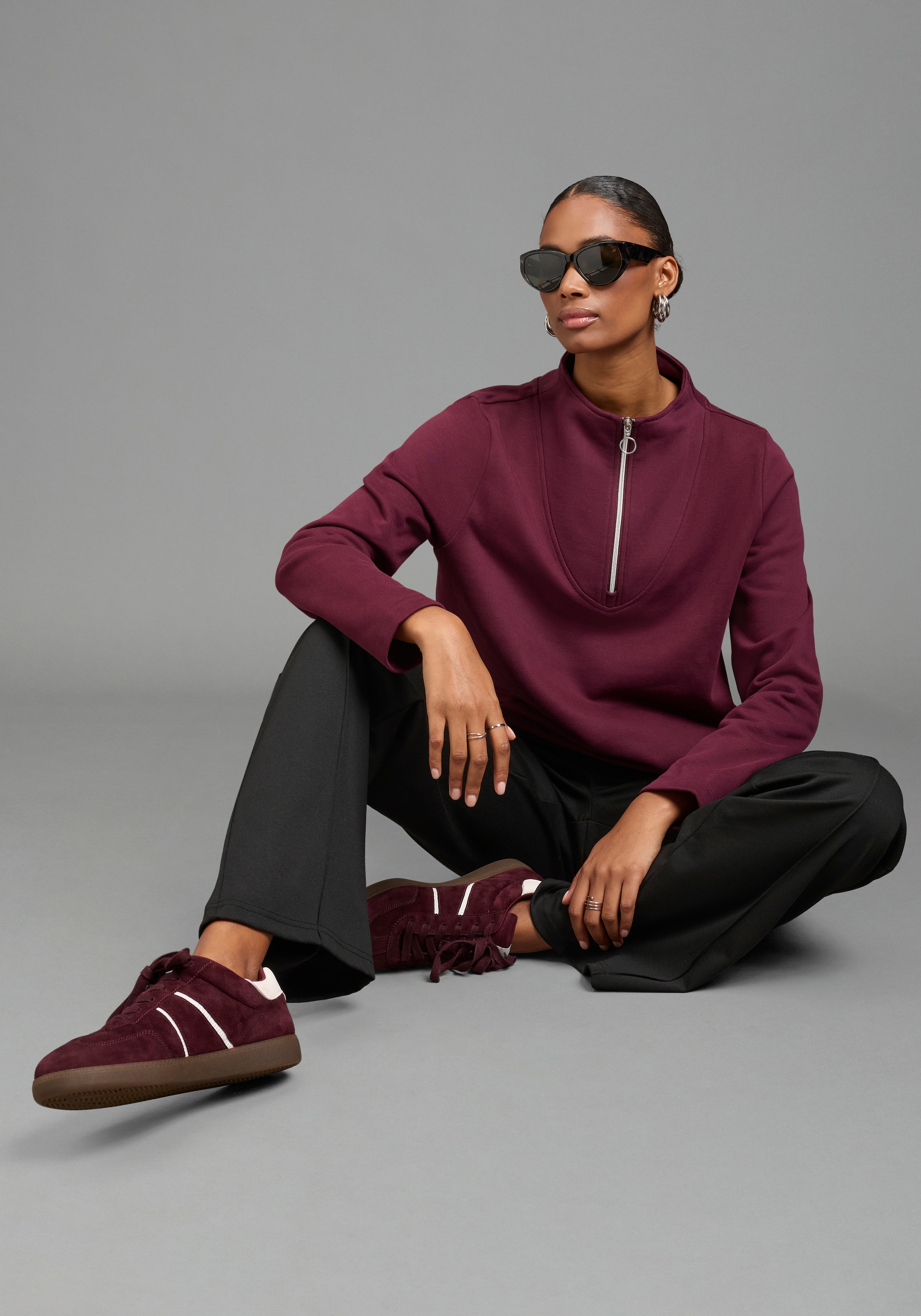 Image of Bruno Banani Sweatshirt, mit hohem Stehkragen, aus Baumwolle und Polyester