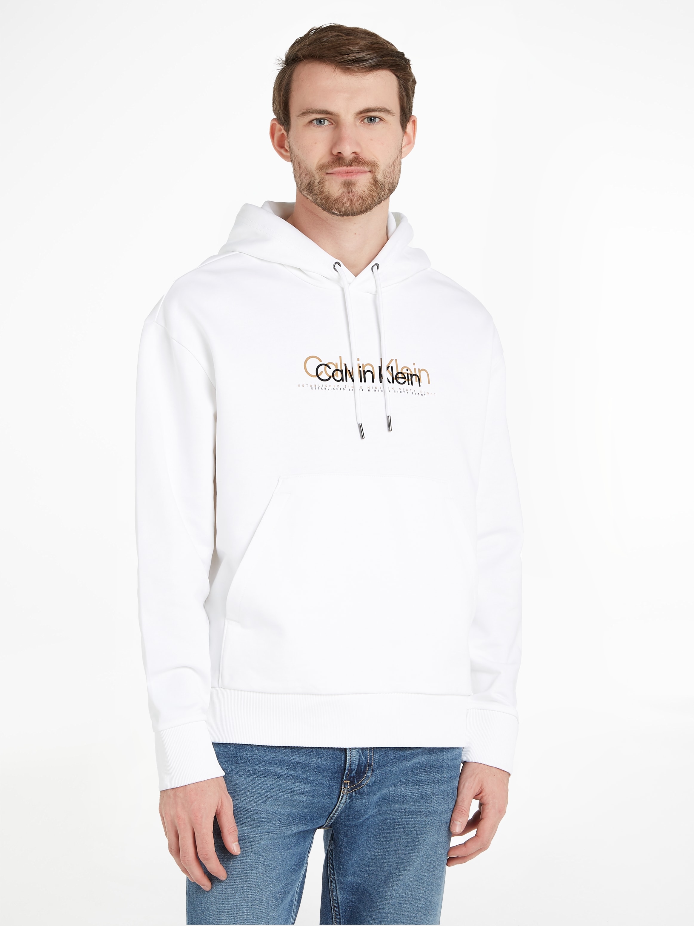 Calvin Klein Kapuzensweatshirt »DOUBLE FLOCK LOGO HOODIE«, mit Markenlabel