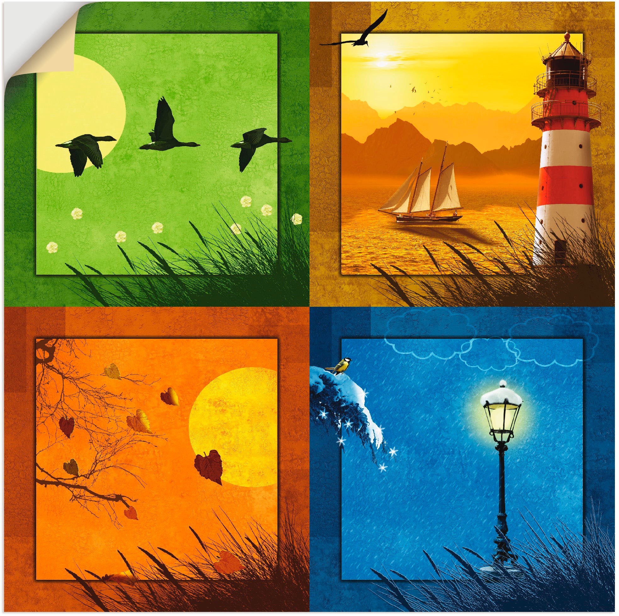 Image of Artland Wandbild »Alle 4 Jahreszeiten«, Vier Jahreszeiten, (1 St.), in vielen Grössen & Produktarten -Leinwandbild, Poster, Wandaufkleber / Wandtattoo auch für Badezimmer geeignet bei Ackermann Versand Schweiz