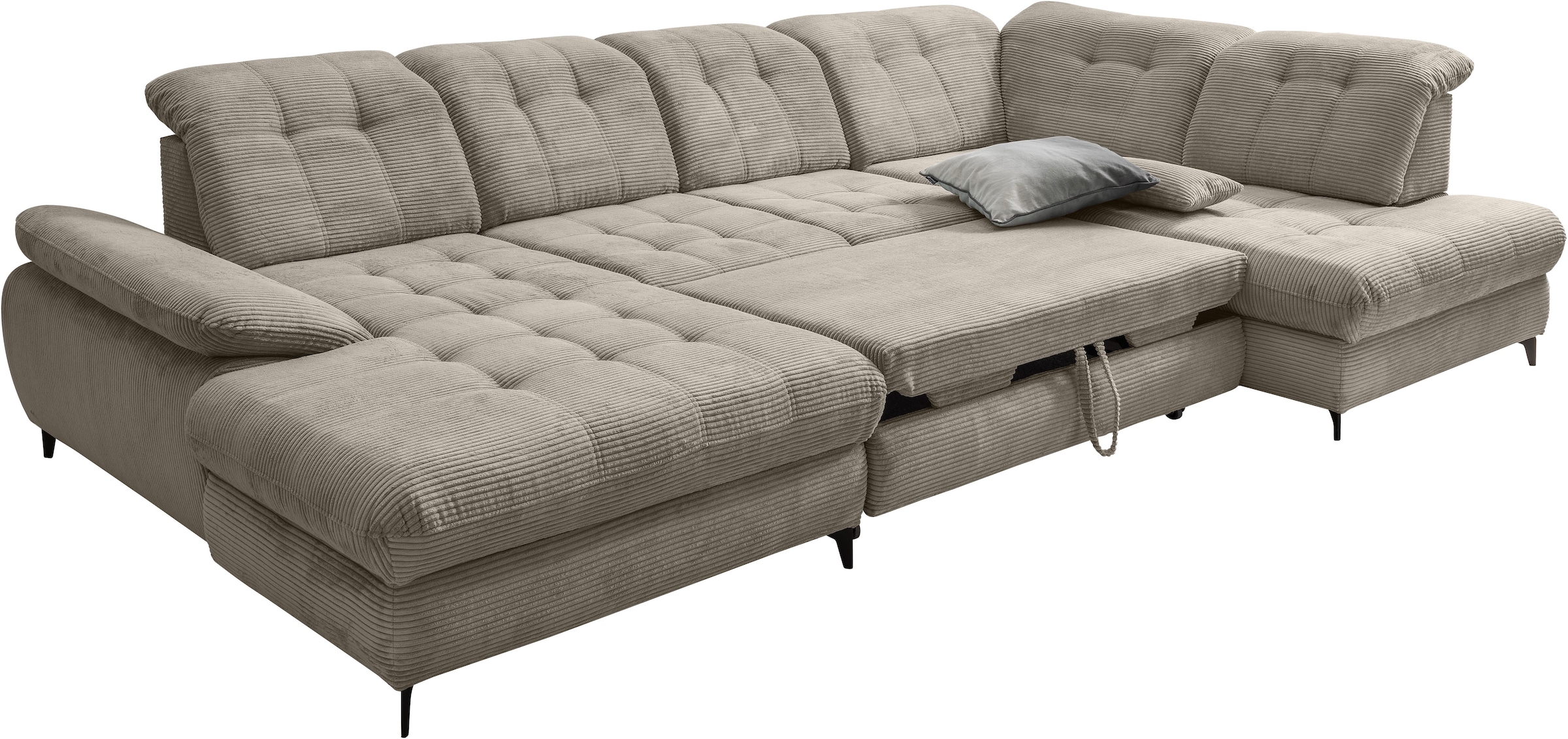 Home affaire Canapé d'angle »Lazio modern & bequem,  Breite 358cm, U-Form, tolle Detailverarbeitung« inkl. Bettkasten, Bettfunktion, Kopfteil-, Sitztiefenverstellung