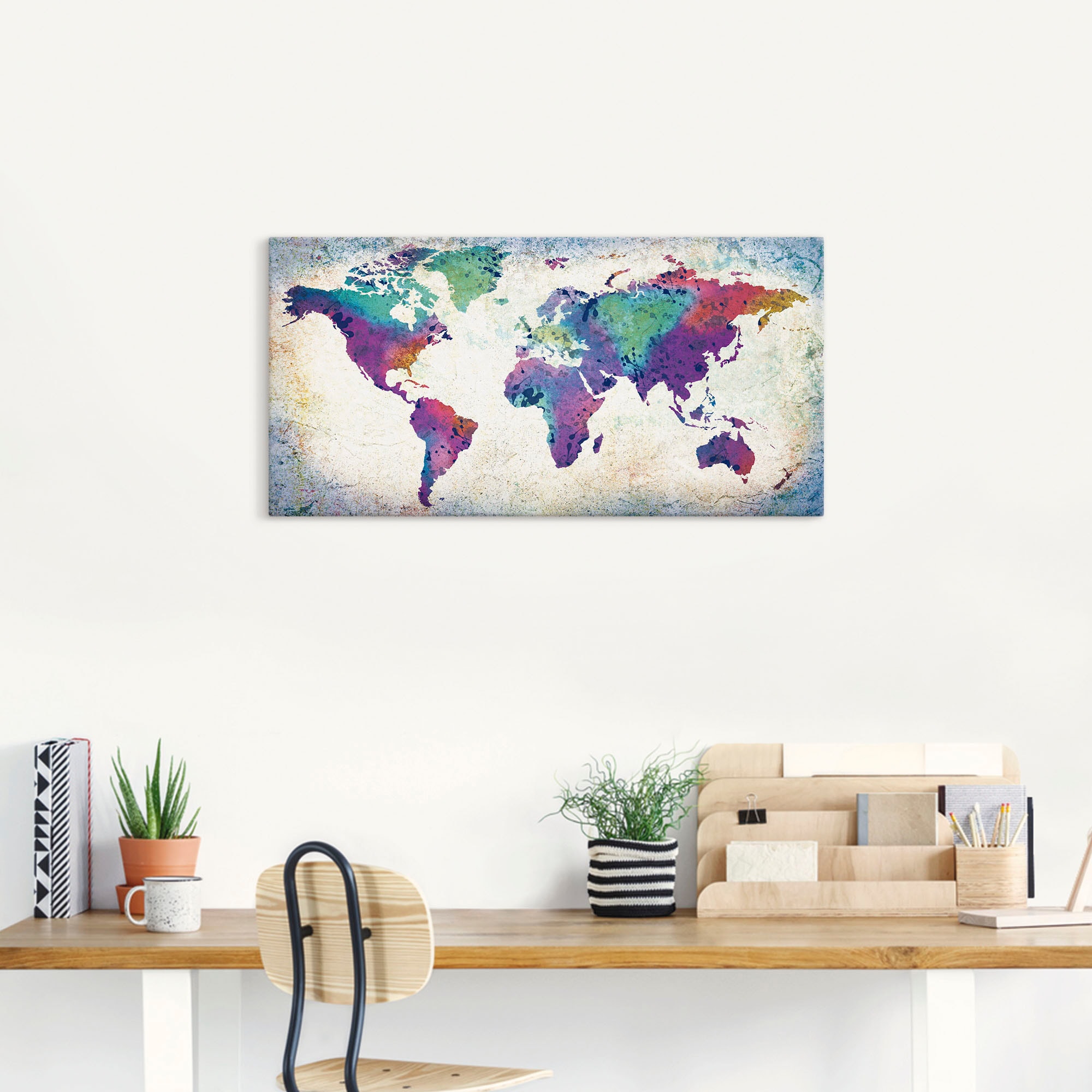 Artland Wandbild »bunte Weltkarte«, Land- & Weltkarten, (1 St.), als Alubild, Outdoorbild, Leinwandbild, Poster, Wandaufkleber