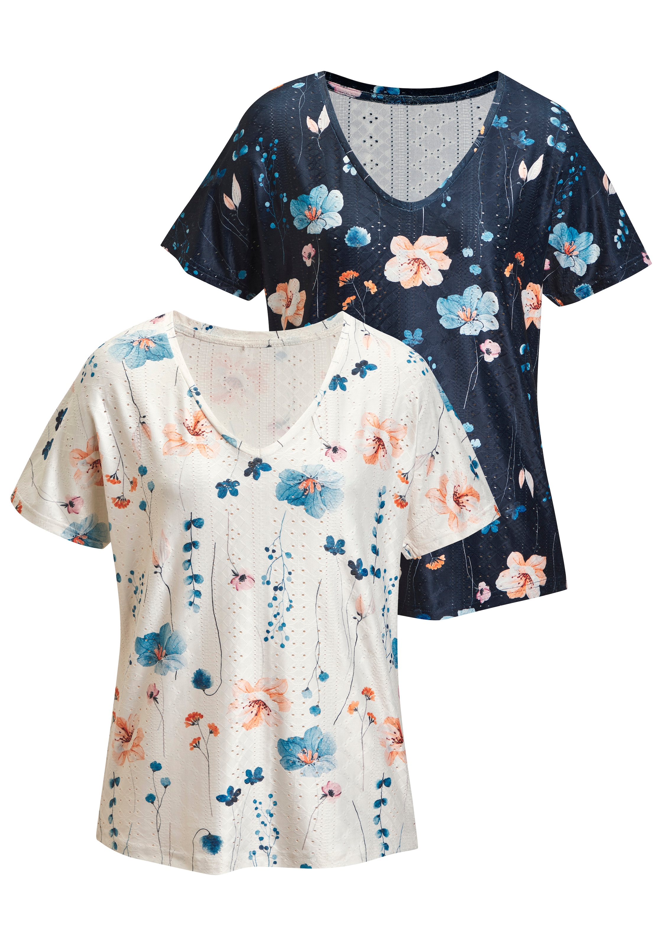 Image of Vivance Kurzarmshirt "aus recyceltem Material" bügelfreie Qualität mit Ajourstruktur