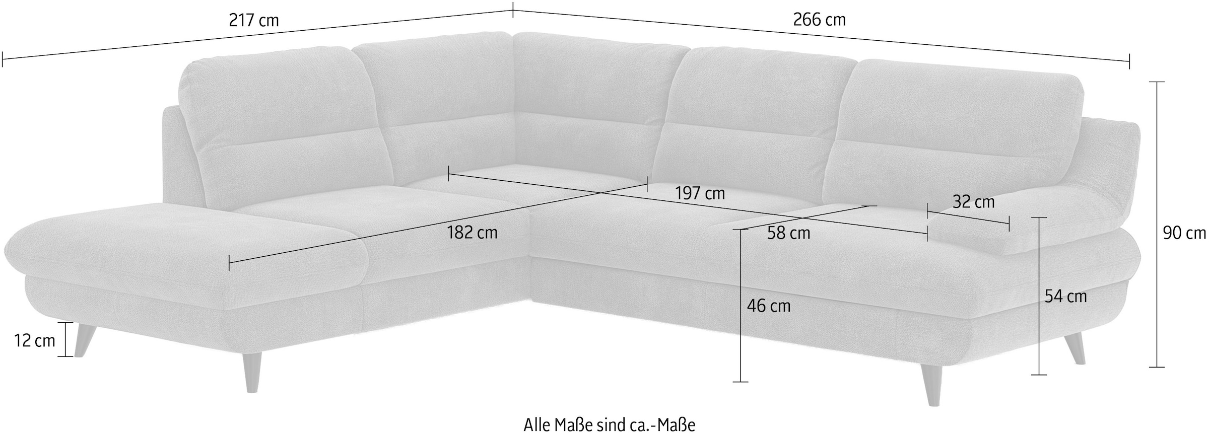 COTTA Ecksofa »Pike L-Form, B: 266 cm« optional Bettfunktion & Bettkasten
