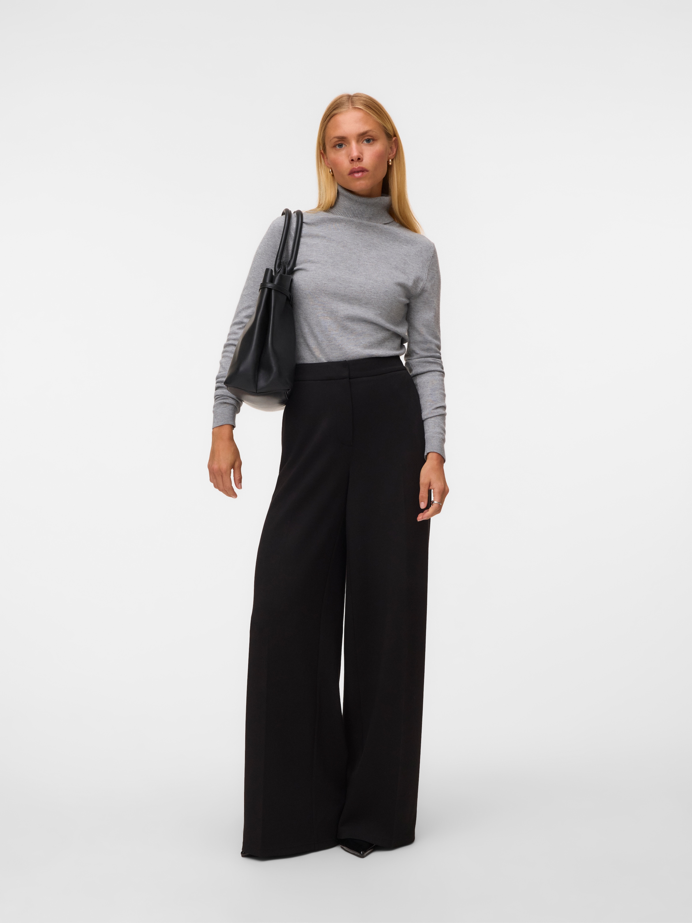 Vero Moda Anzughose »VMBELLIS MW WIDE PANT NOOS«  Materialmix, wide fit