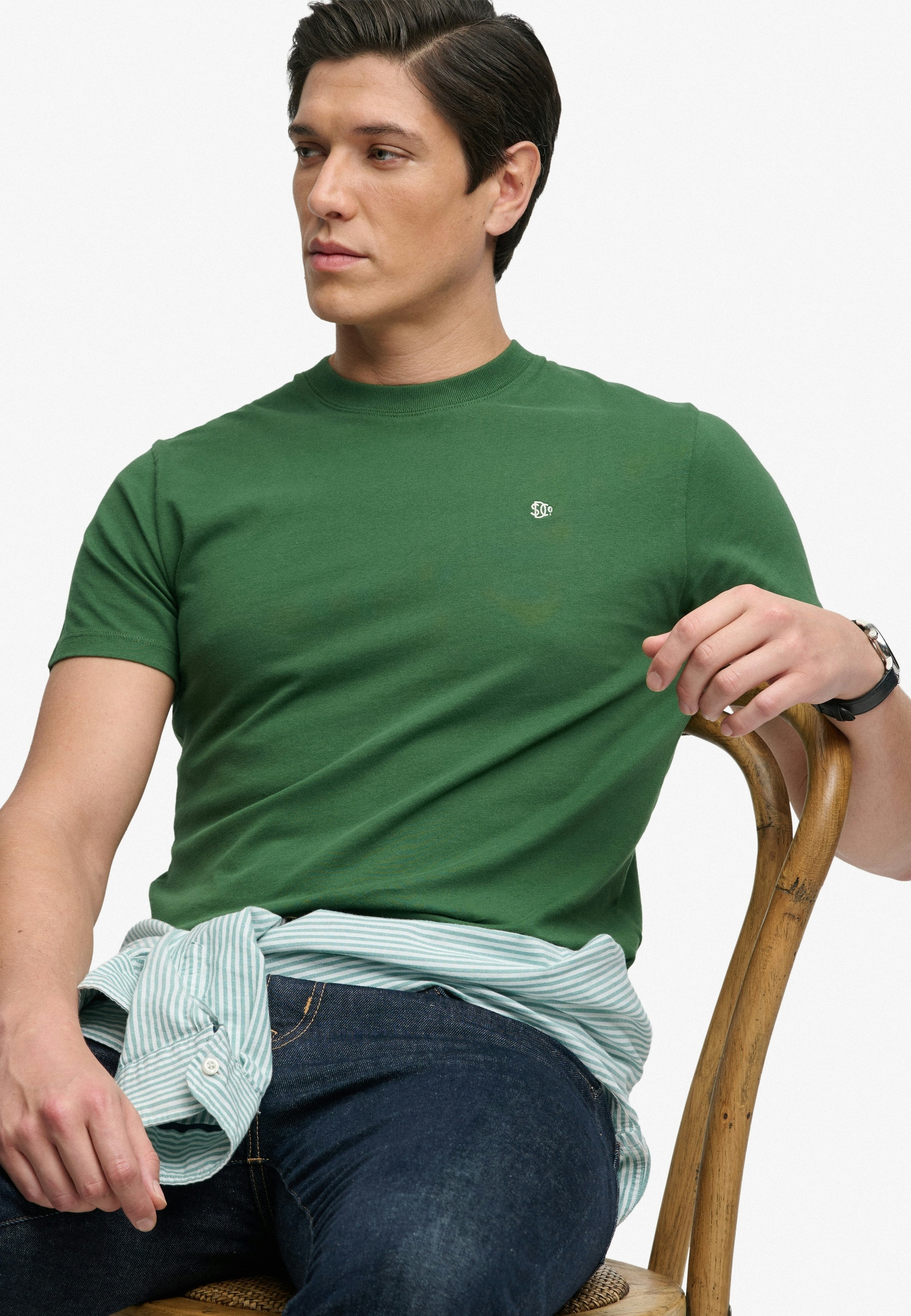 Superdry Shirt à col rond »ESSENTIAL SDCO LOGO EMB TEE« Baumwolle, regular fit