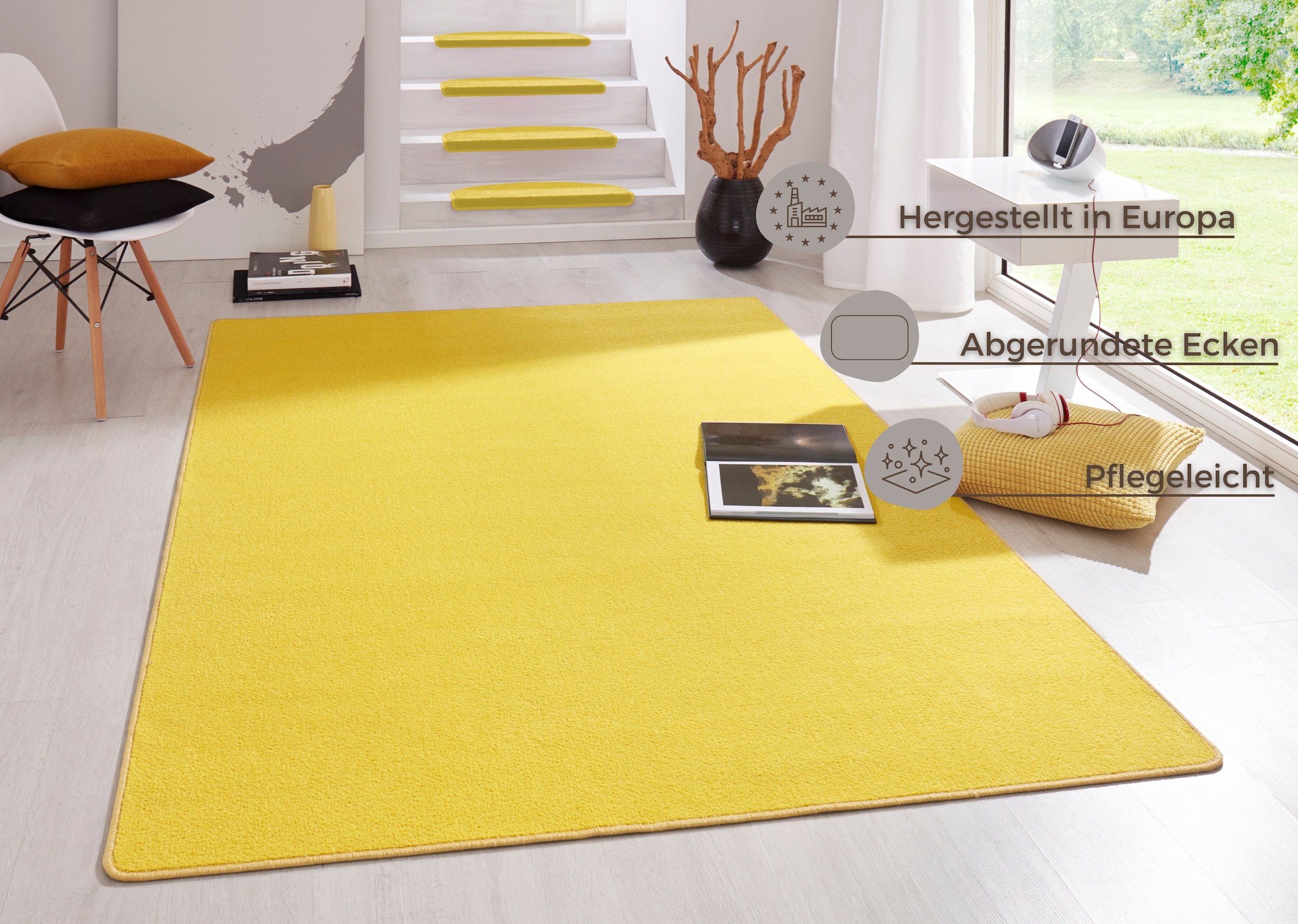 HANSE Home Teppich »Fancy«, rechteckig, 7 mm Höhe, Kurzflor, Läufer, uni, gekettelt, Wohnzimmer, Schlafzimmer, Esszimmer