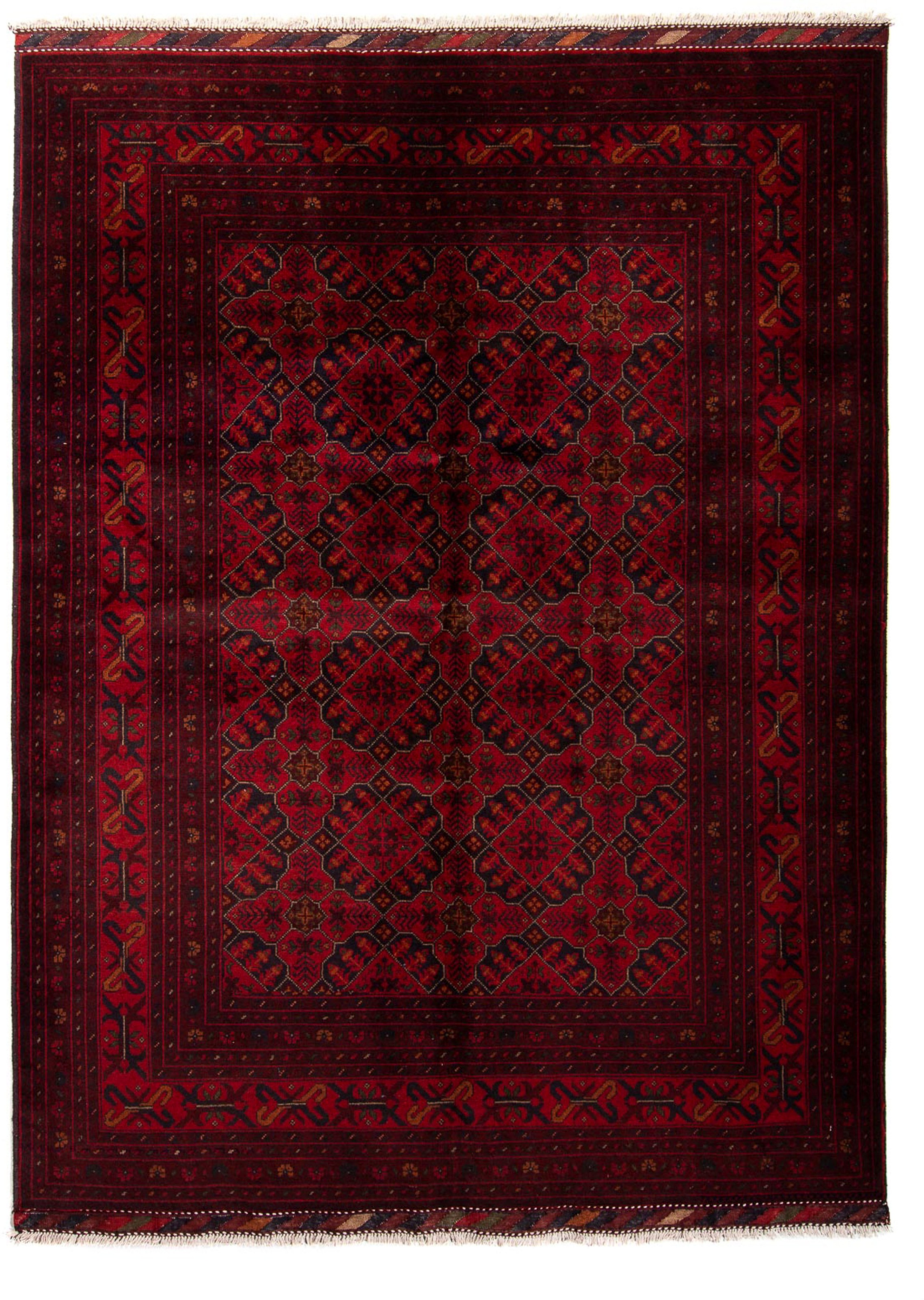 Image of morgenland Orientteppich »Afghan - Kunduz - 235 x 172 cm - dunkelrot«, rechteckig, 7 mm Höhe, Wohnzimmer, Handgeknüpft, Einzelstück mit Zertifikat bei Ackermann Versand Schweiz