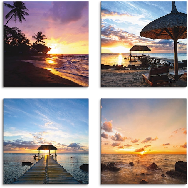 Artland Leinwandbild »Sonnenuntergang am Strand«, Sonnenaufgang &  -untergang, (4 St.), 4er Set, verschiedene Grössen kaufen